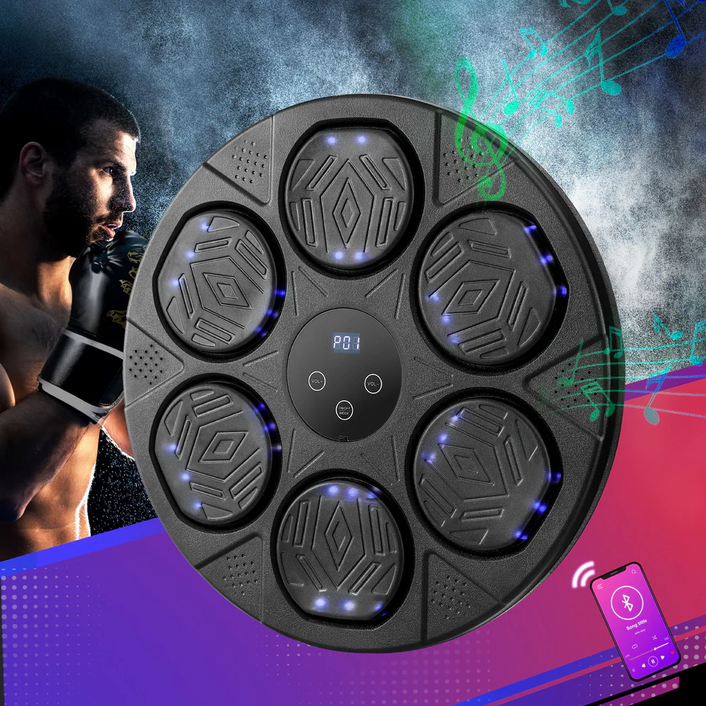 Everfit Music Boxing Machine Bluetooth Wall-Mounted Punch Target with LED Display & Gloves - Image 7