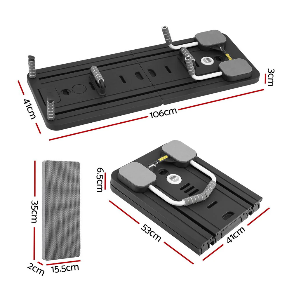 Everfit Pilates Reformer Abdominal Exercise Board Push Up Set Fitness Black - Image 2