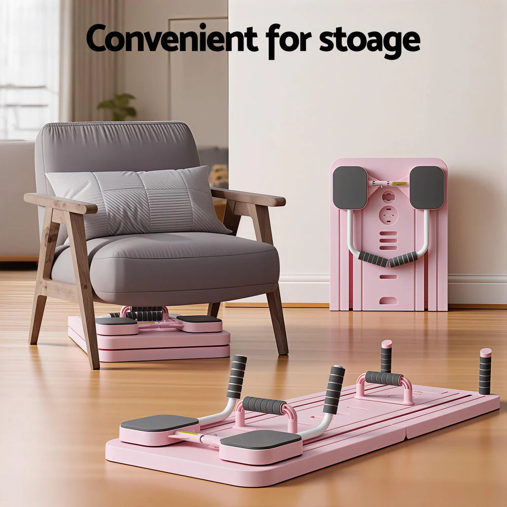 Everfit Pilates Reformer Abdominal Exercise Board Push Up Set Fitness Pink - Image 7