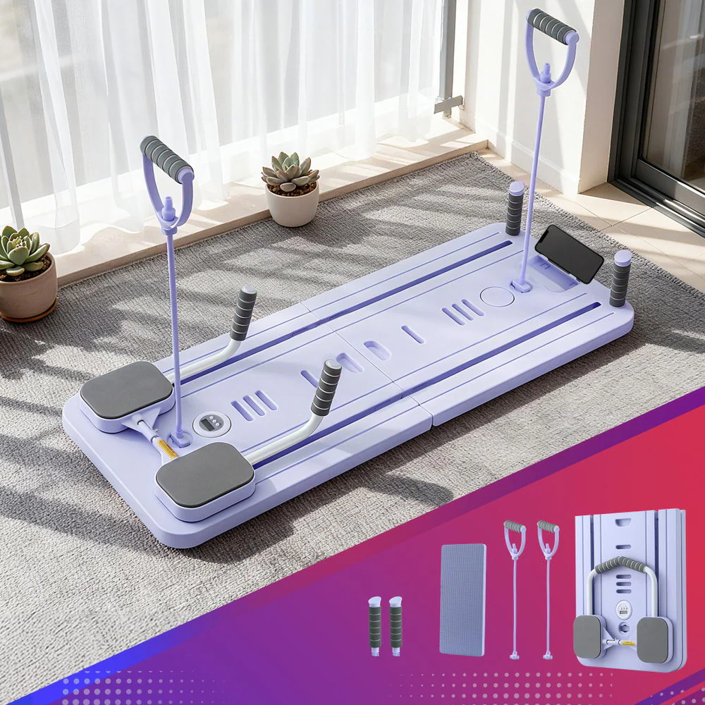 Everfit Pilates Reformer Abdominal Exercise Board Push Up Set Fitness Purple - Image 8