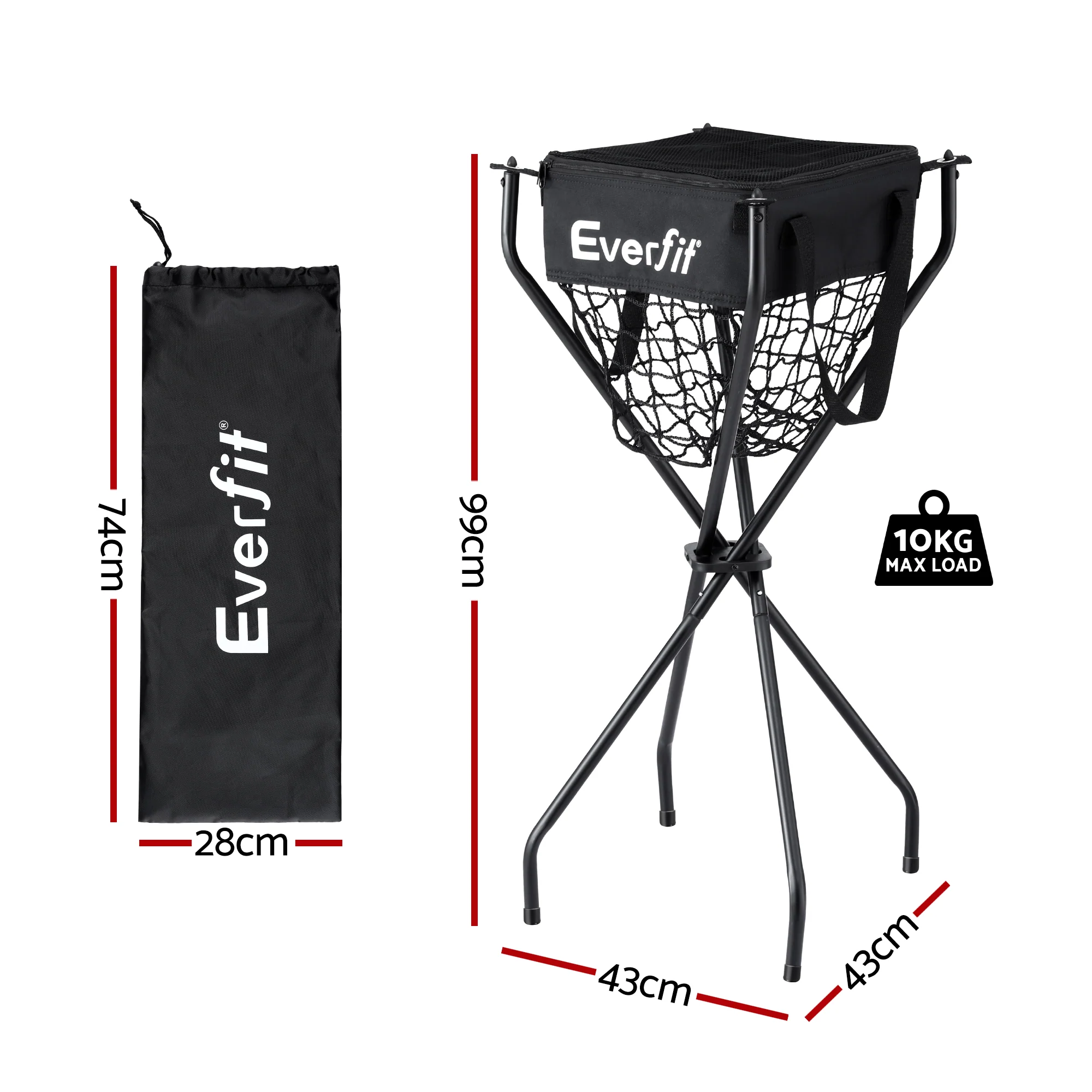 Everfit Portable Ball Cart Foldable Pickleball Tennis Baseball Softball - Image 2