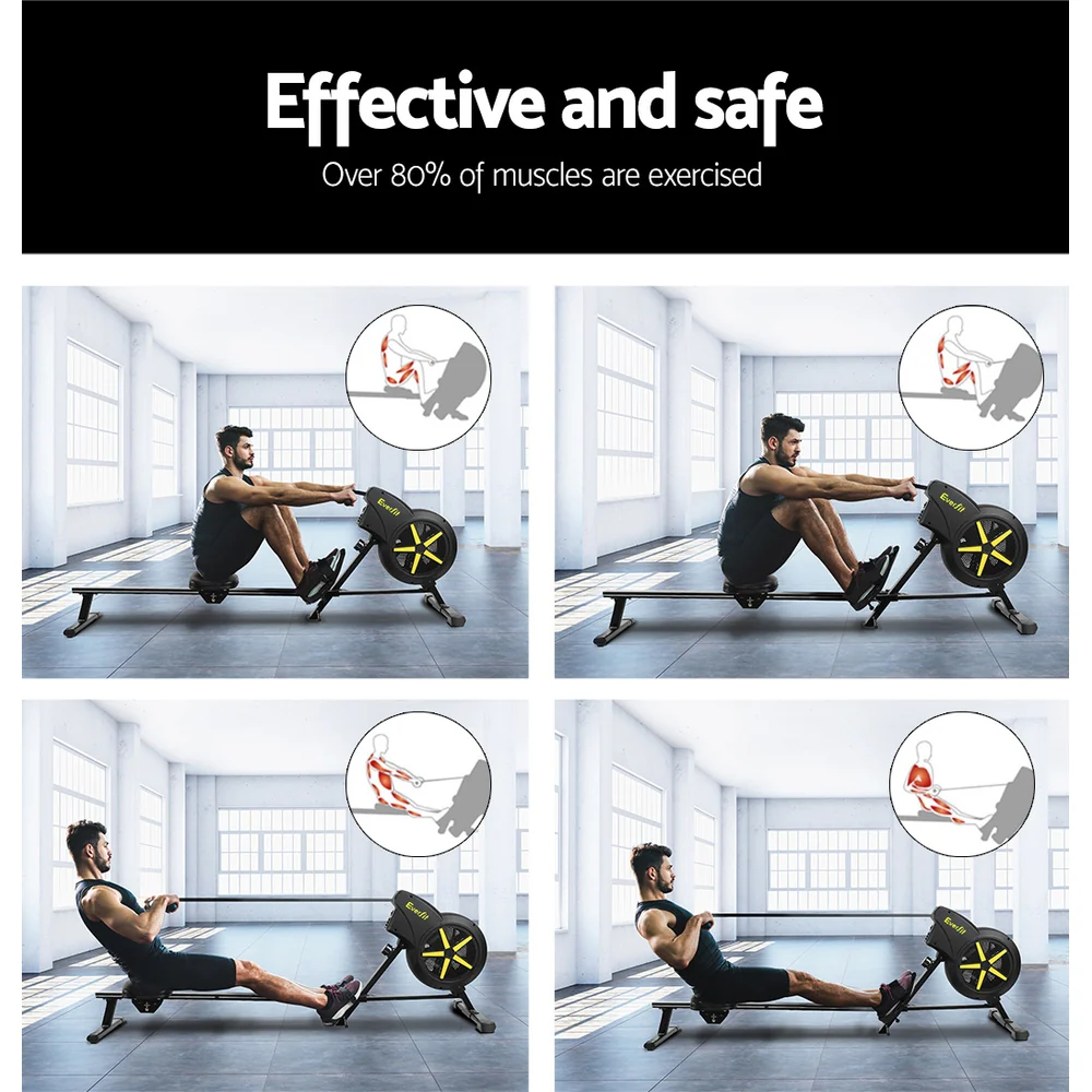 Everfit Rowing Machine Air Rower Exercise Fitness Gym Home Cardio - Image 4
