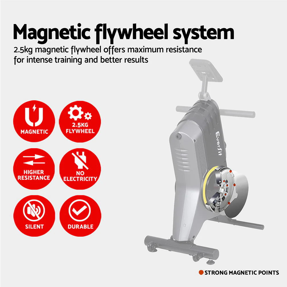 Everfit Rowing Machine 12 Levels Magnetic Rower Fitness Gym Cardio Workout - Image 6