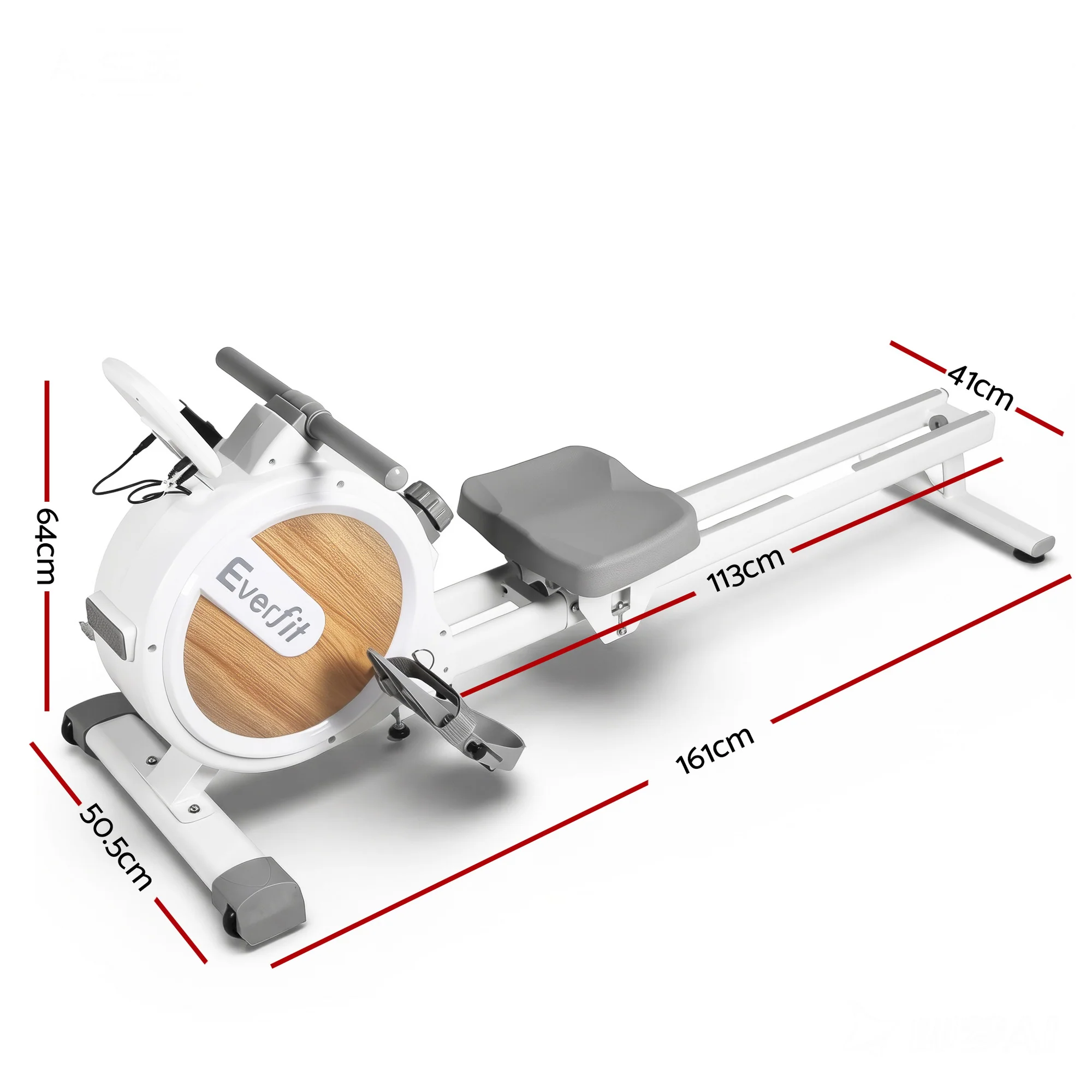 Everfit Rowing Machine for Home Magnetic Rowing Machine App Compatible Quiet Exercise Equipment White - Image 2