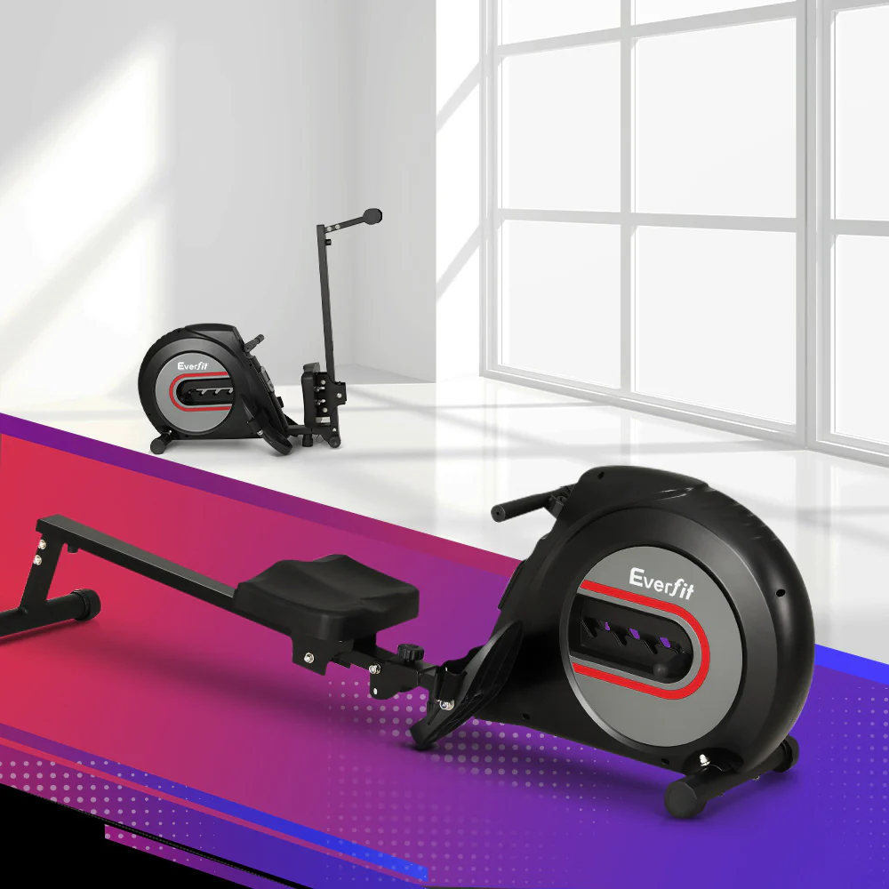 Everfit Rowing Machine Rower Elastic Rope Resistance Fitness Home Cardio Black - Image 7