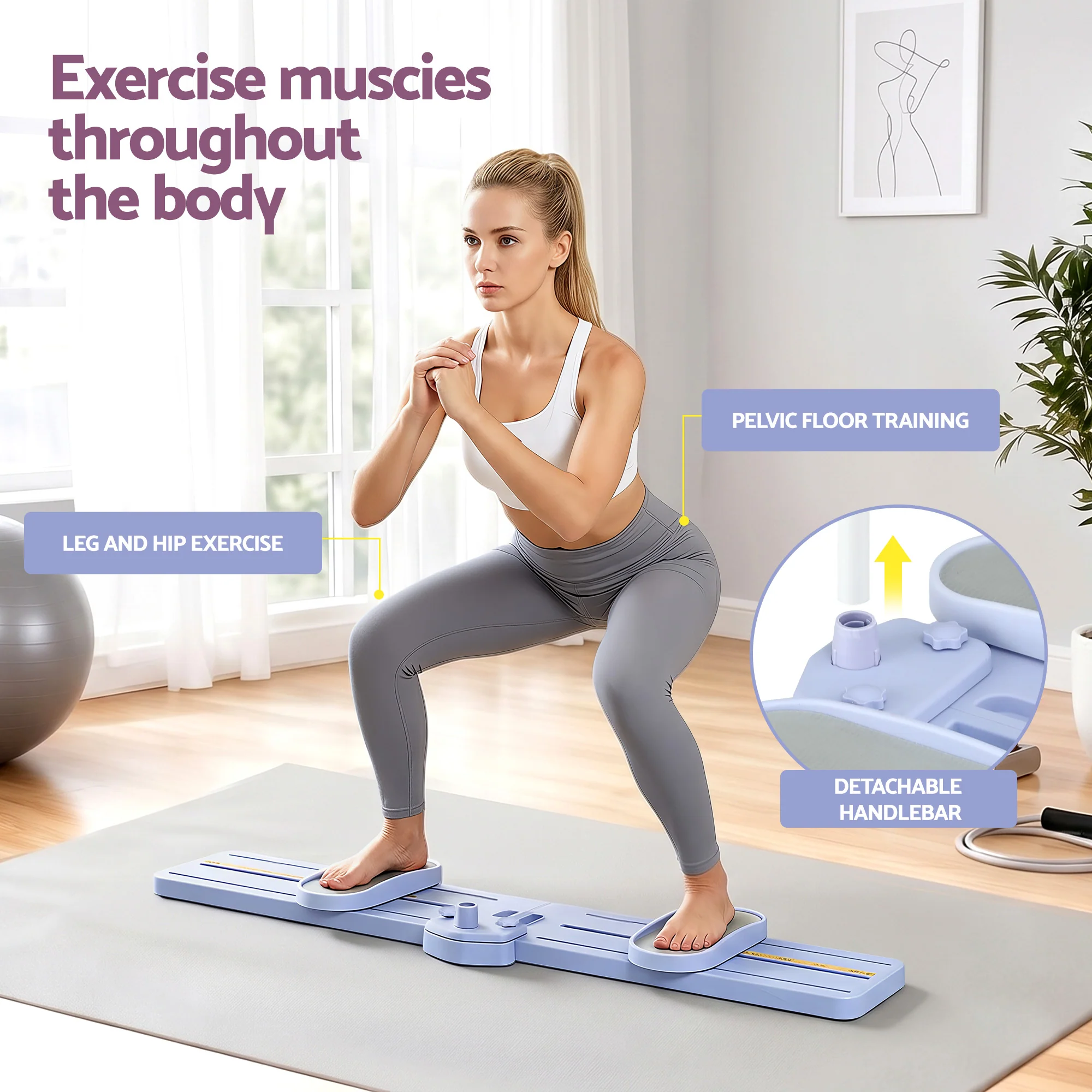 Everfit Thigh Hip Exerciser Home Ski Leg Trainer Machine Fitness Cardio Foldable - Image 5