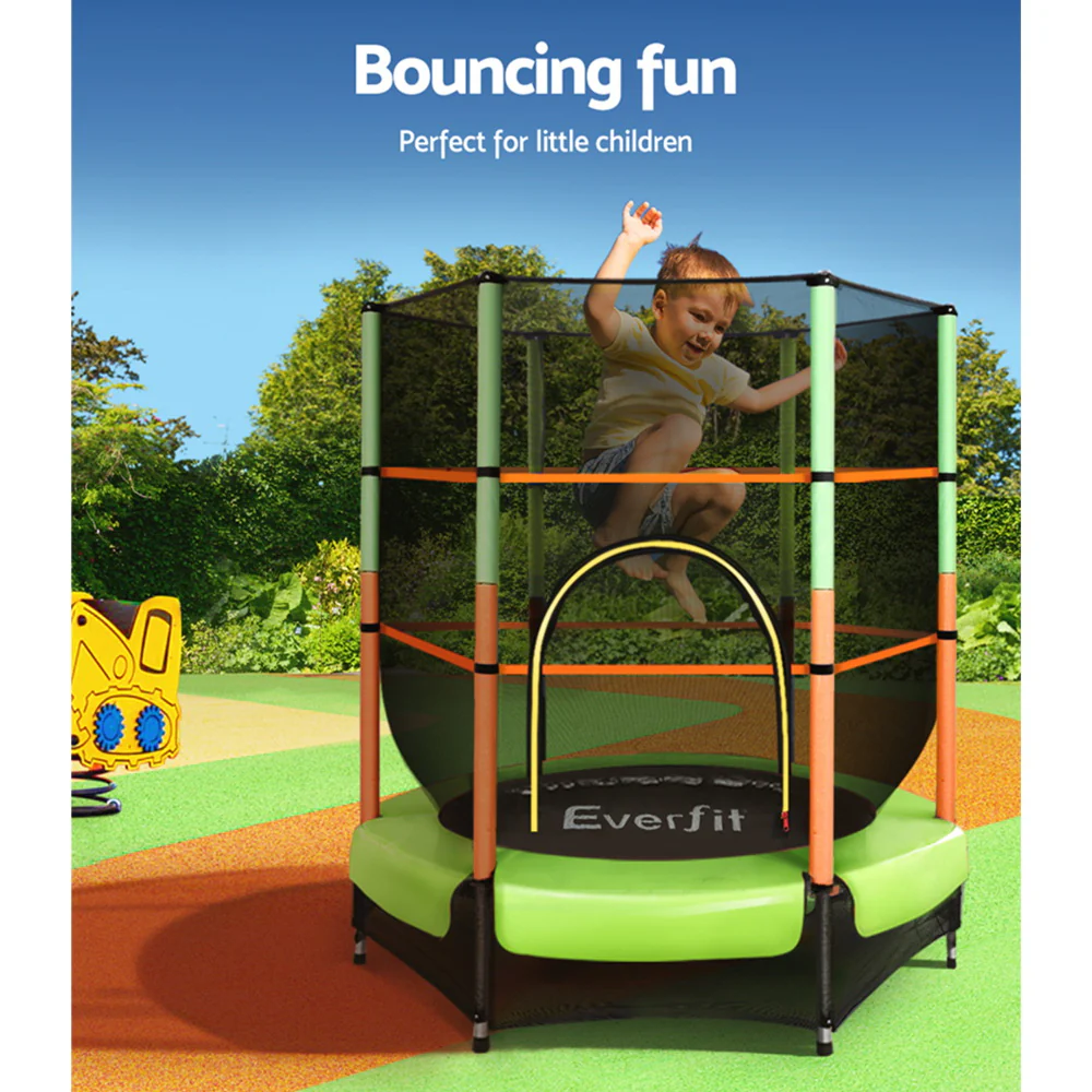 Everfit 4.5FT Trampoline for Kids w/ Enclosure Safety Net Rebounder Gift Green - Image 4