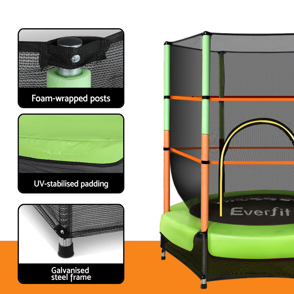 Everfit 4.5FT Trampoline for Kids w/ Enclosure Safety Net Rebounder Gift Green - Image 6