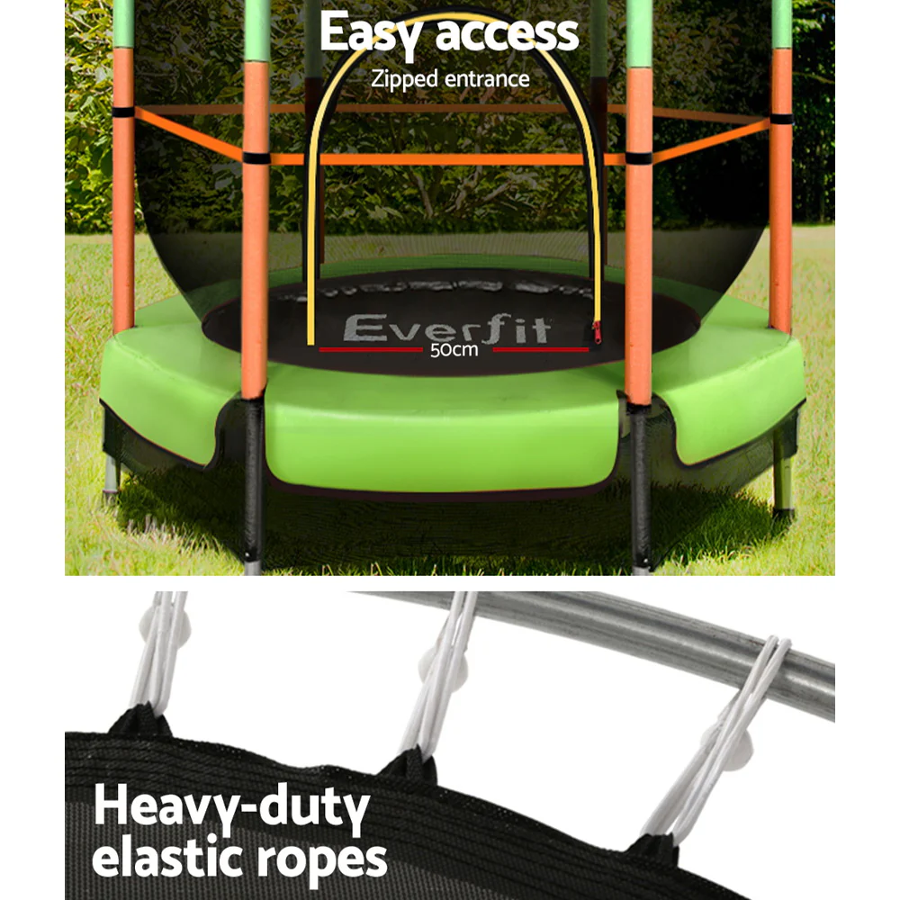 Everfit 4.5FT Trampoline for Kids w/ Enclosure Safety Net Rebounder Gift Green - Image 7