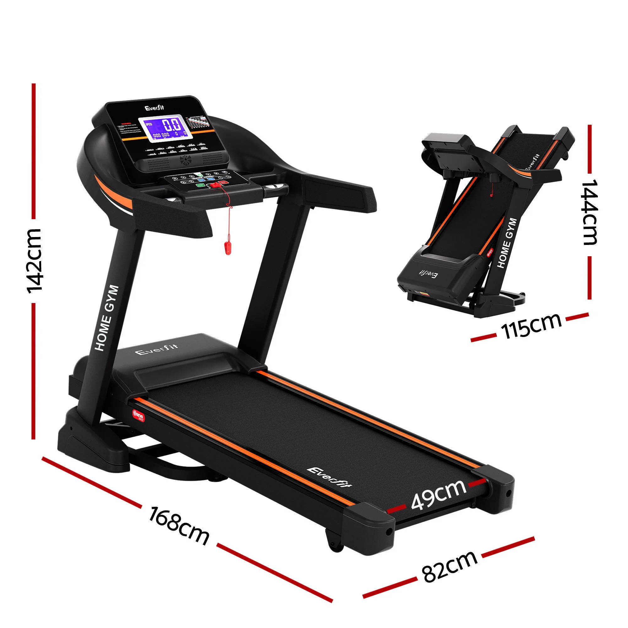 Everfit Treadmill Electric Auto Incline Home Gym Fitness Exercise Machine 490mm - Image 2