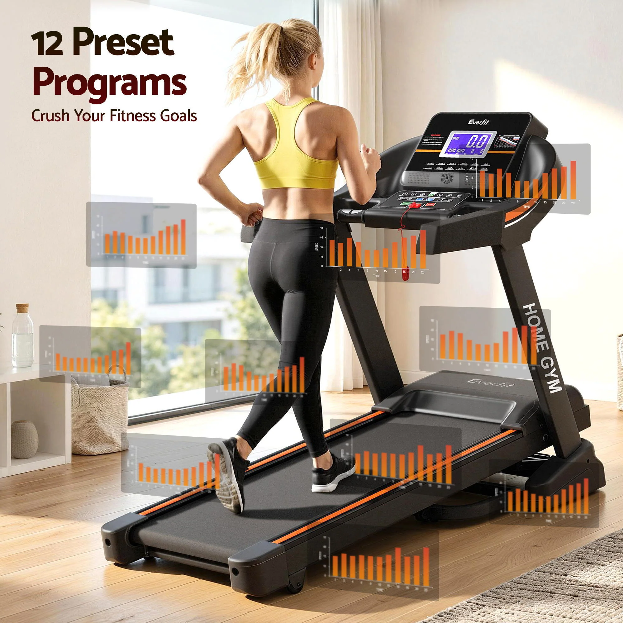 Everfit Treadmill Electric Auto Incline Home Gym Fitness Exercise Machine 490mm - Image 4