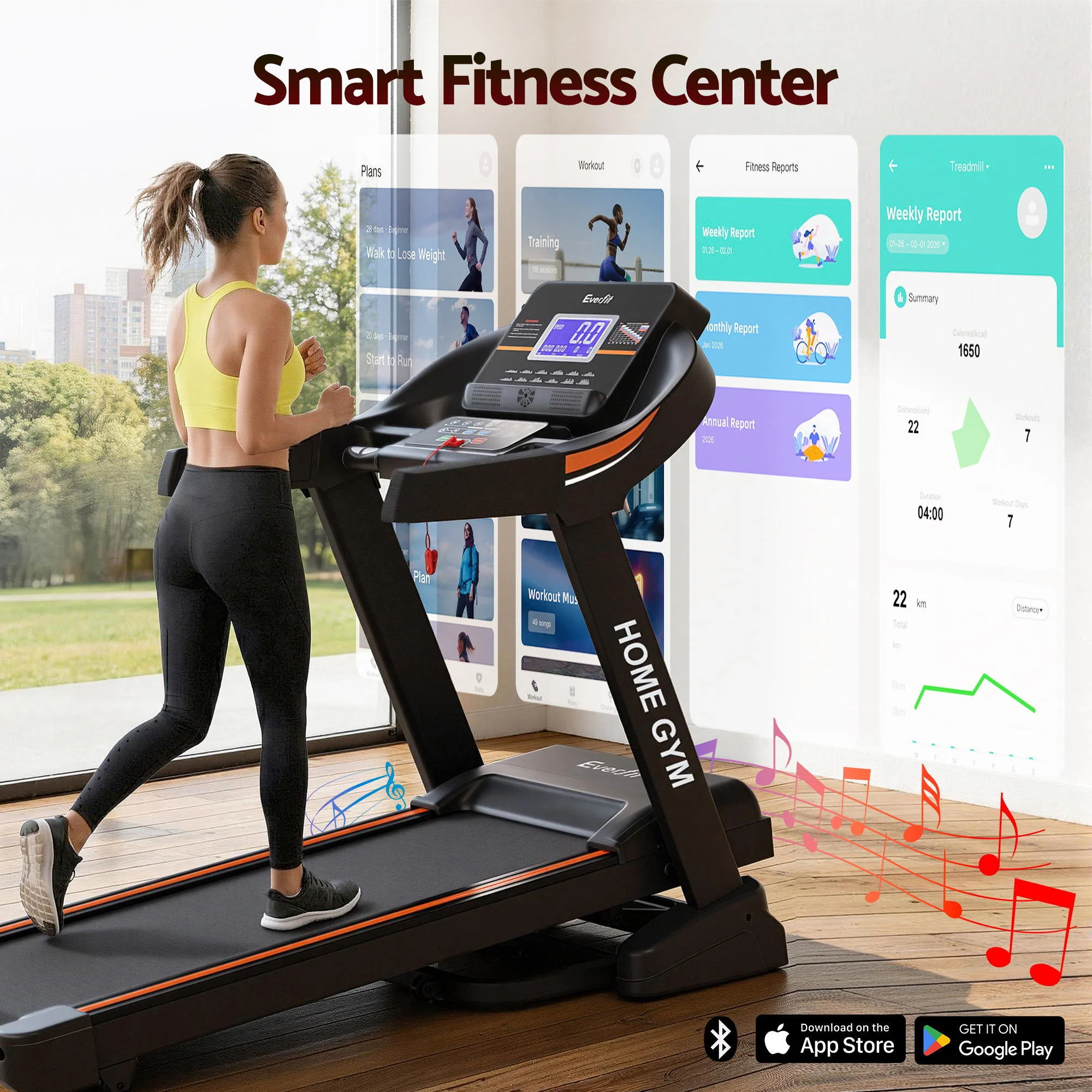 Everfit Treadmill Electric Auto Incline Home Gym Fitness Exercise Machine 490mm - Image 6