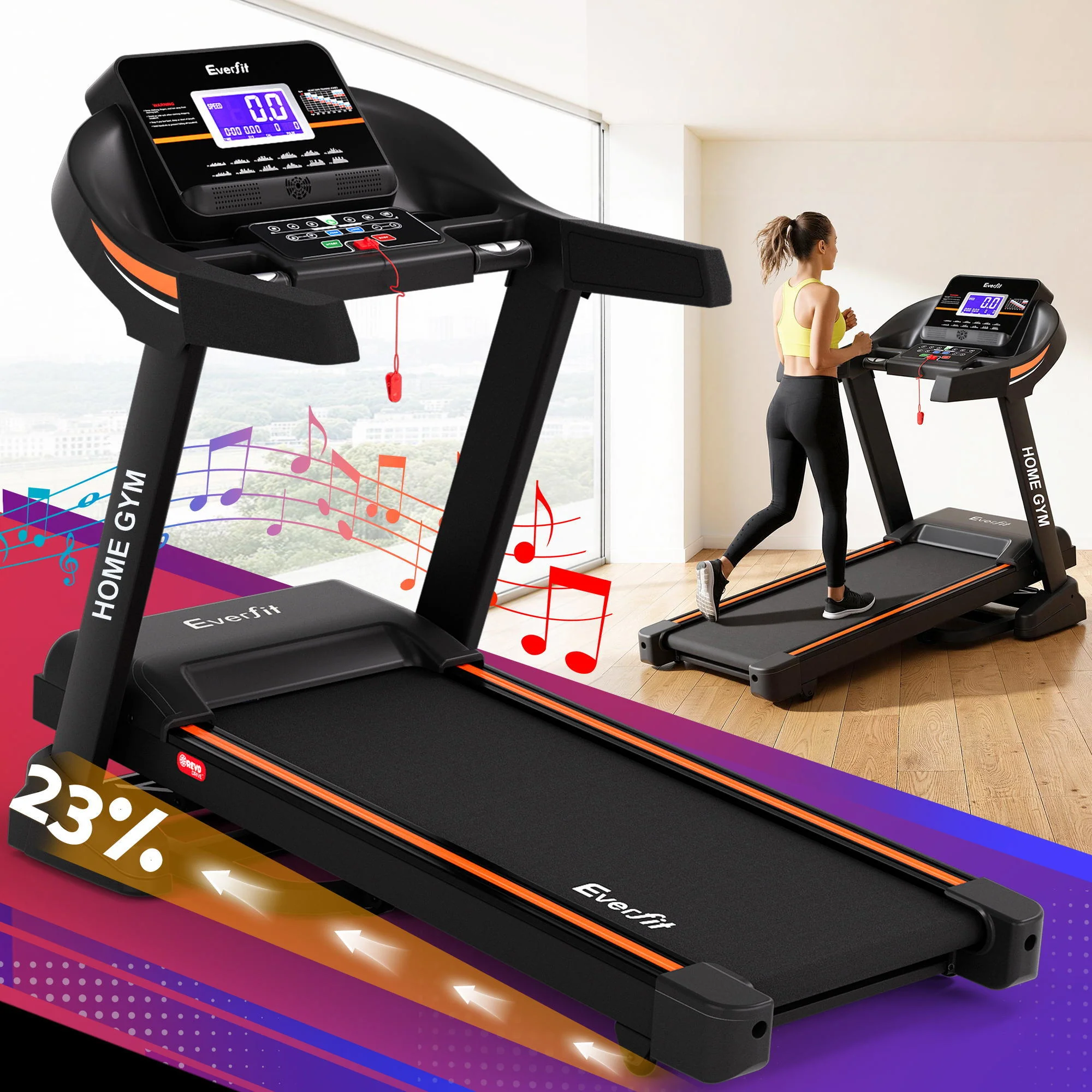 Everfit Treadmill Electric Auto Incline Home Gym Fitness Exercise Machine 490mm - Image 8