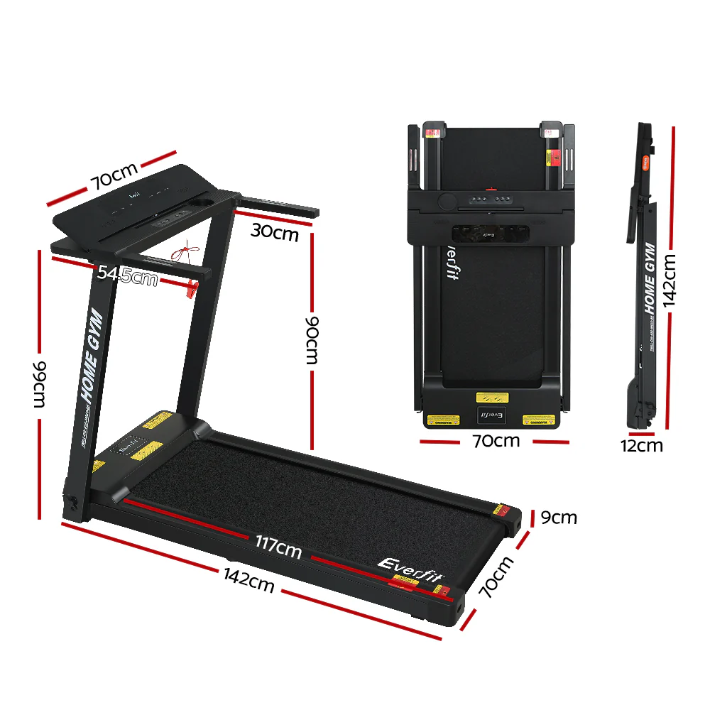 Everfit Treadmill Electric Home Gym Fitness Exercise Fully Foldable 450mm Black - Image 2