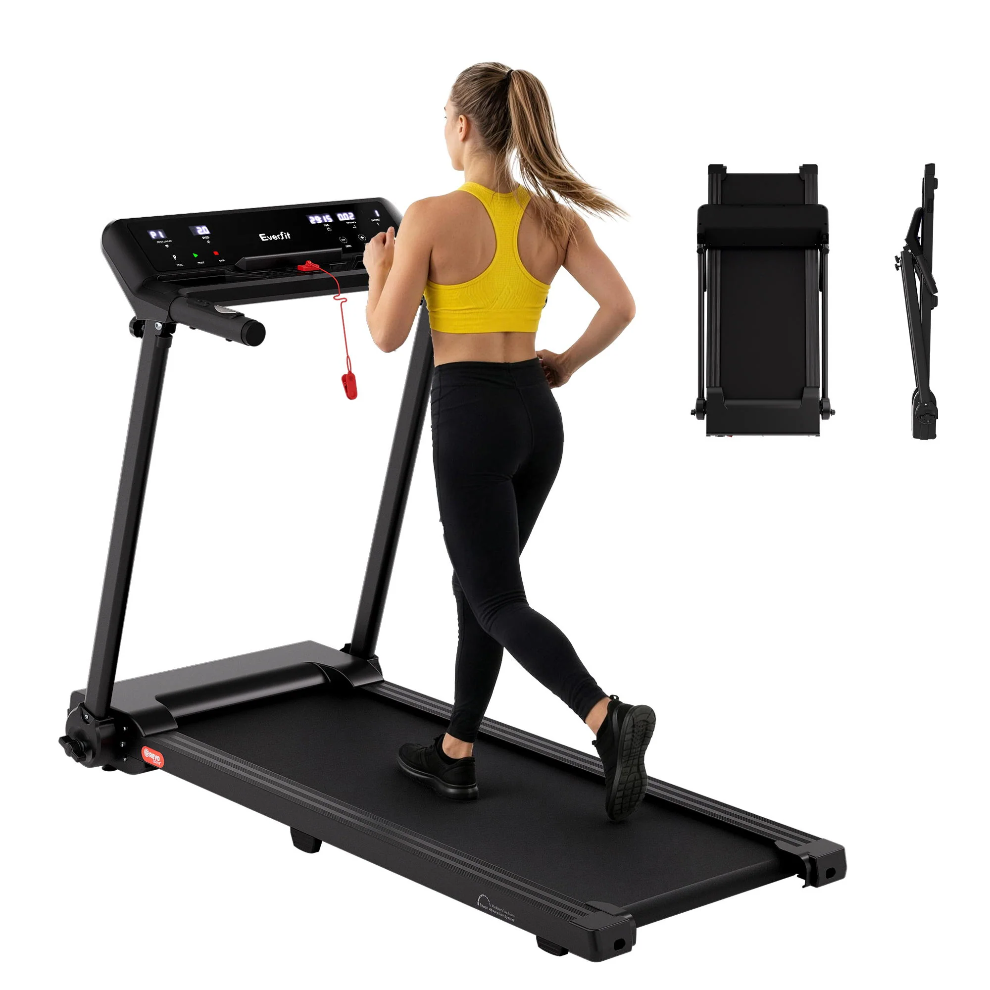 Everfit Treadmill Electric Home Gym Fitness Exercise Knob Foldable 450mm Black