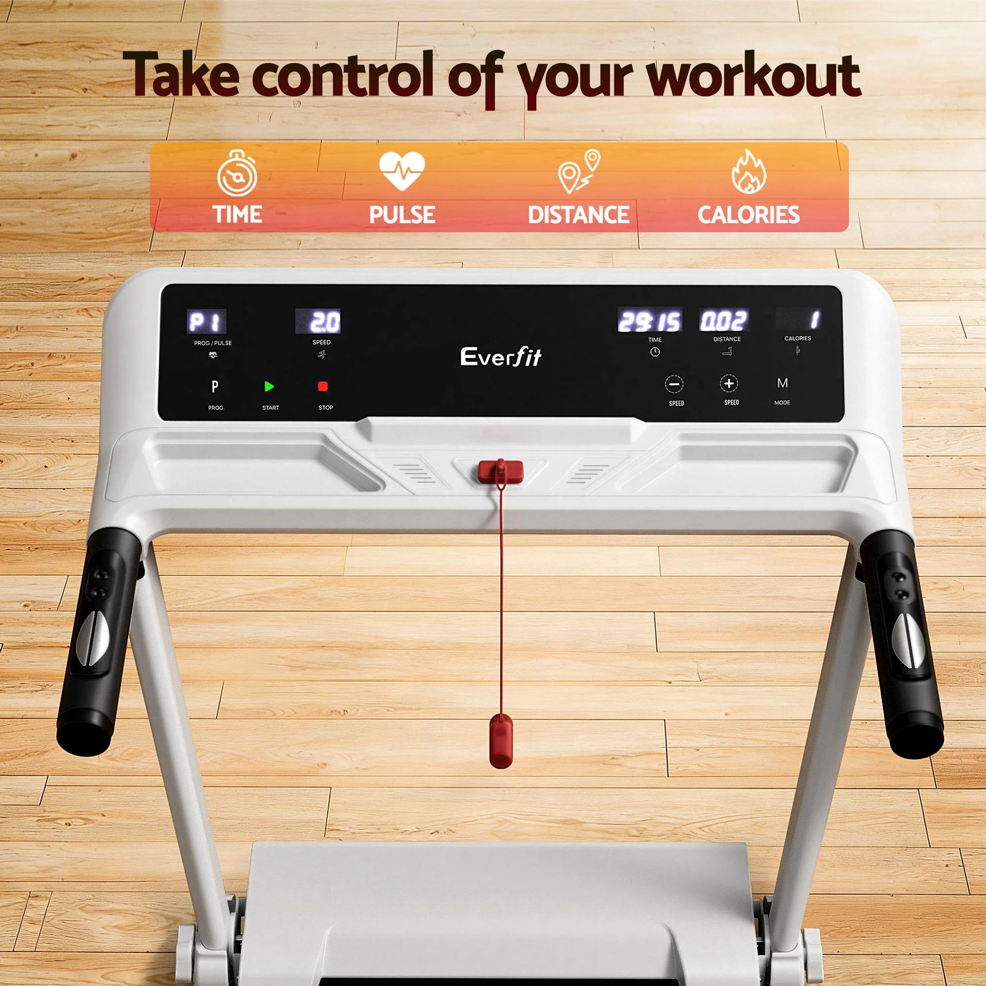 Everfit Treadmill Electric Home Gym Fitness Exercise Knob Foldable 450mm White - Image 7