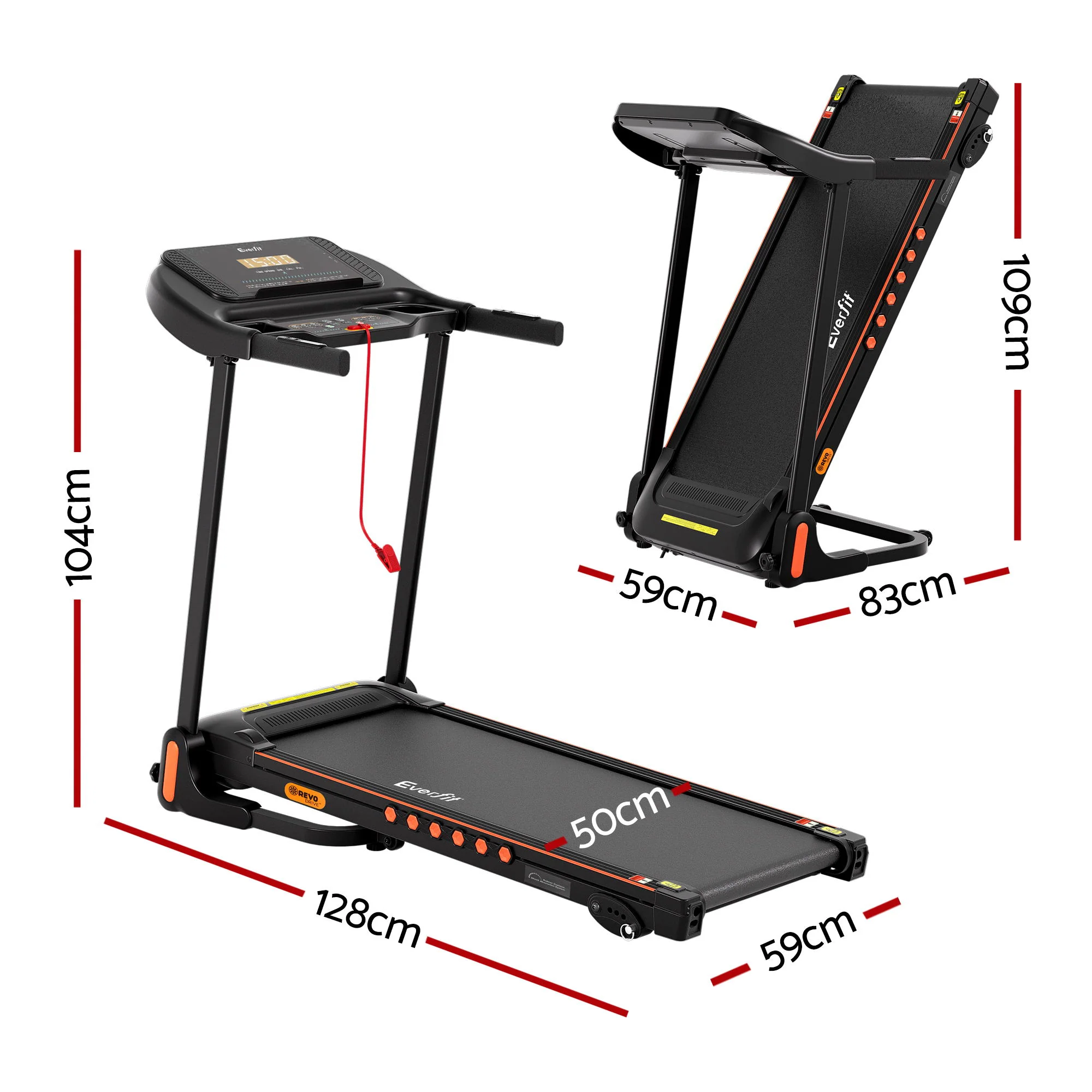 Everfit Treadmill Electric Home Gym Fitness Exercise Equipment Incline 390mm - Image 2