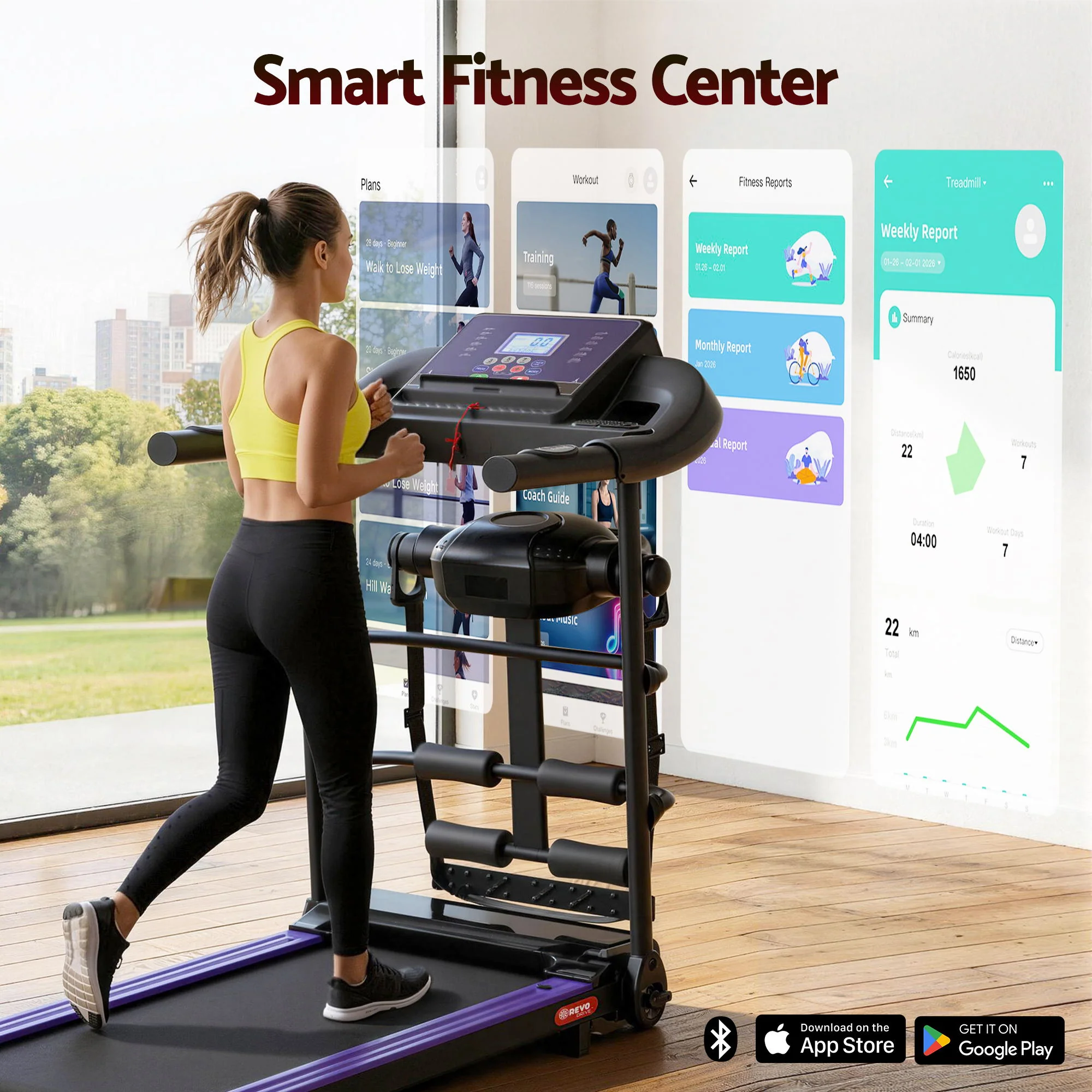 Everfit Treadmill Electric Home Gym Fitness Exercise Machine w/ Massager 400mm - Image 4