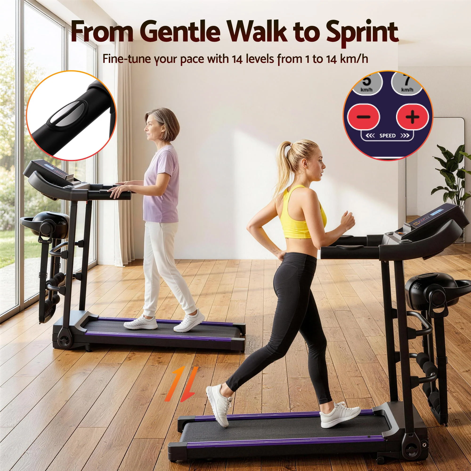 Everfit Treadmill Electric Home Gym Fitness Exercise Machine w/ Massager 400mm - Image 5