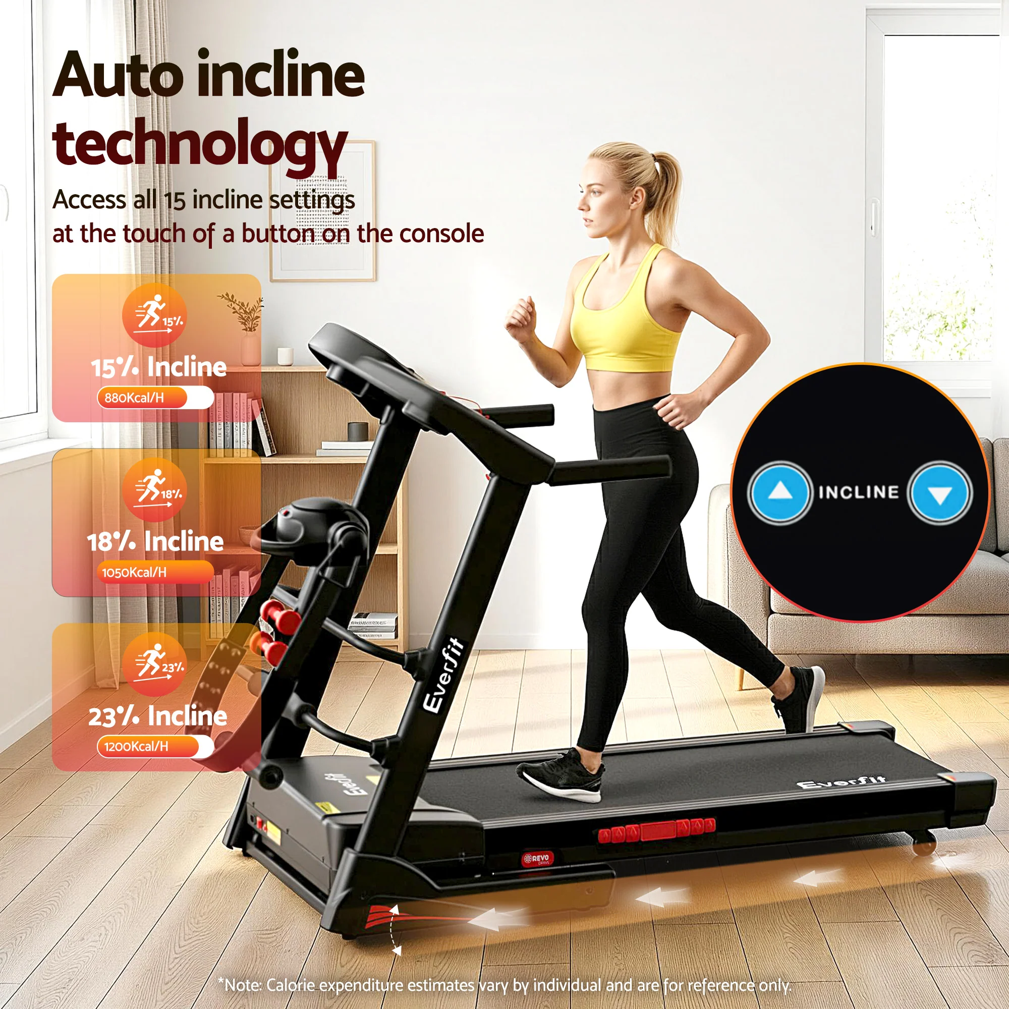 Everfit Treadmill Electric Home Gym Fitness Exercise Machine w/ Massager 480mm - Image 3