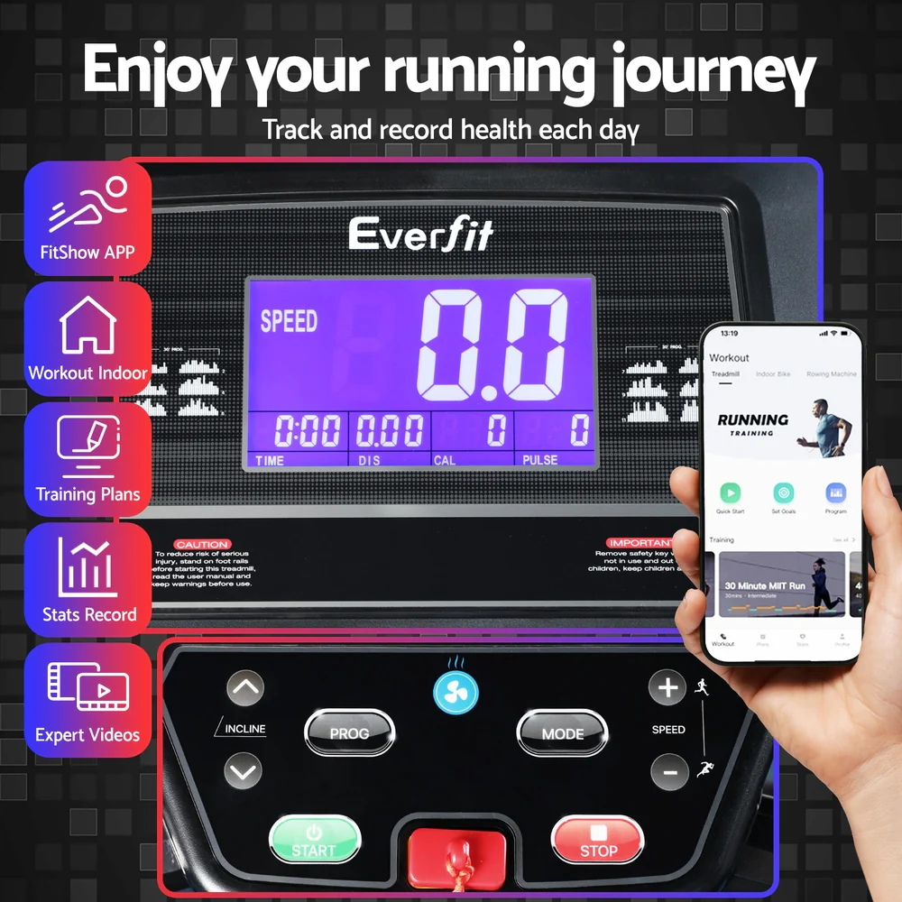 Everfit Treadmill Electric Home Gym Fitness Exercise Machine w/ Sit Up Bar 480mm - Image 6