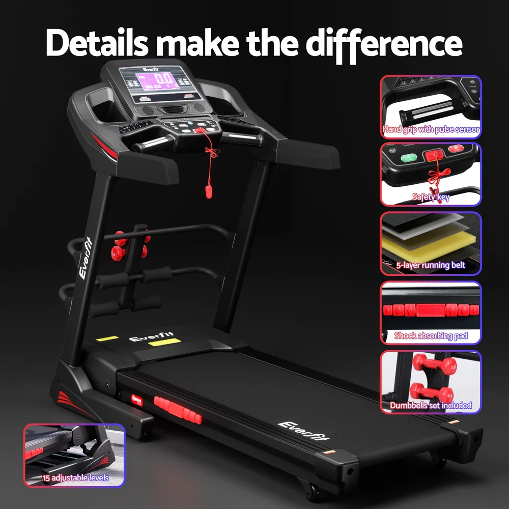 Everfit Treadmill Electric Home Gym Fitness Exercise Machine w/ Sit Up Bar 480mm - Image 7