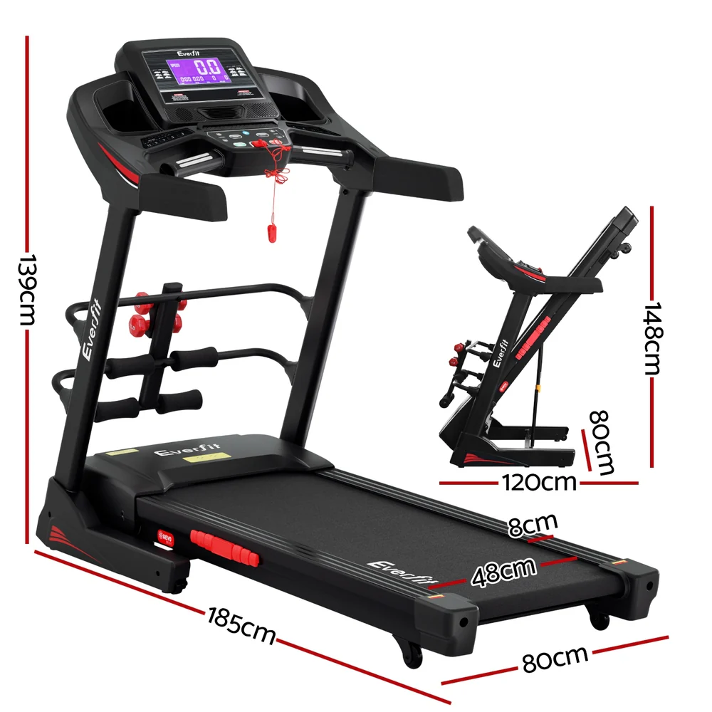 Everfit Treadmill Electric Home Gym Fitness Exercise Machine w/ Sit Up Bar 480mm-Black, red - Image 2