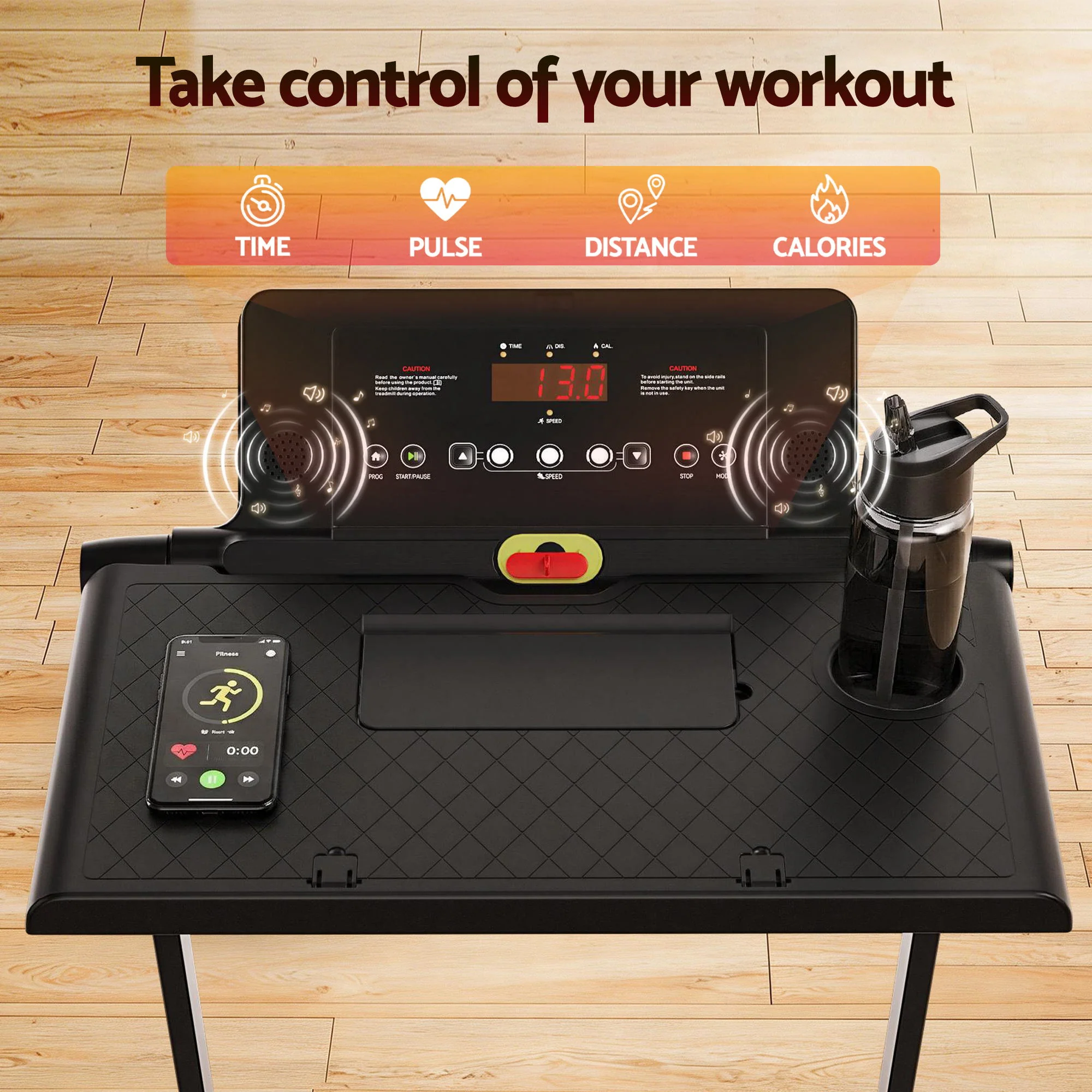 Everfit Treadmill Electric Walking Pad Foldable Incline for Home Office Gym Black - Image 7