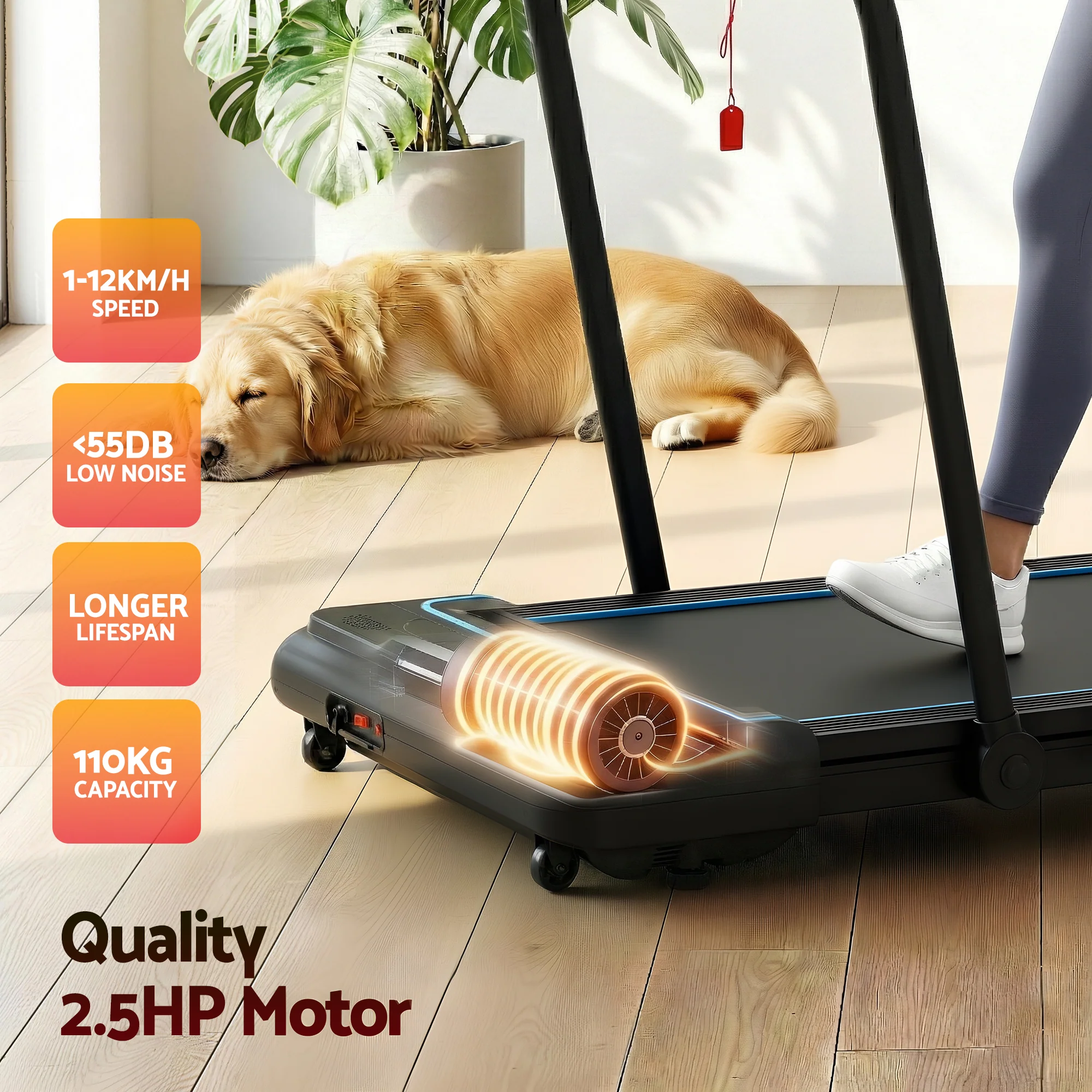 Everfit Treadmill Electric Walking Pad Under Desk Home Gym Fitness 420mm Remote - Image 7