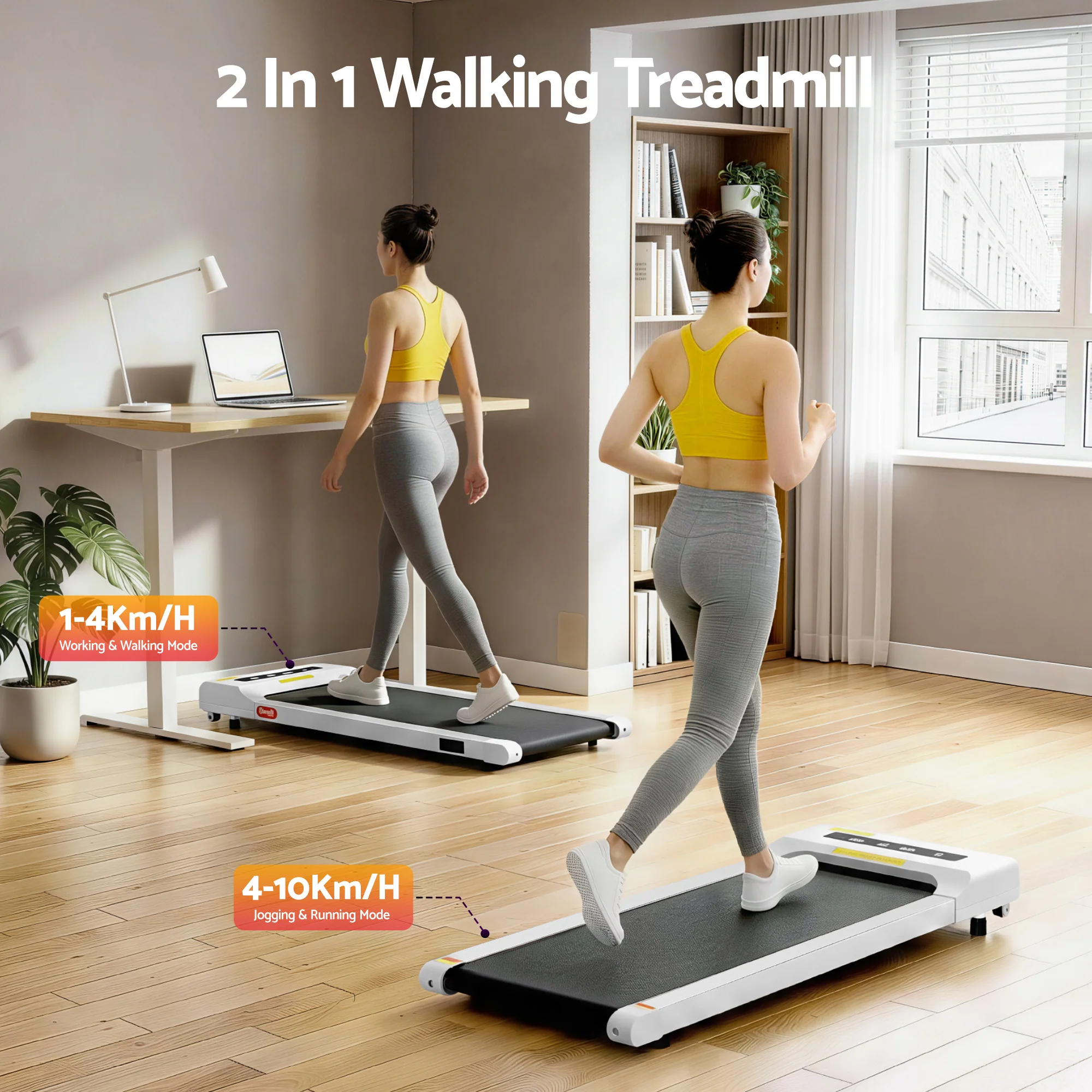 Everfit Treadmill Electric Walking Pad Under Desk Home Gym Fitness 360mm White - Image 3