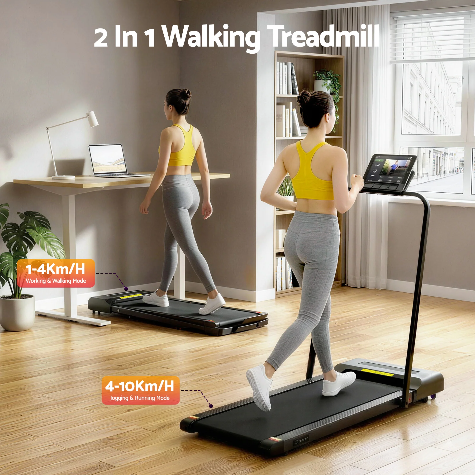 Everfit Treadmill Electric Walking Pad Under Desk Home Gym Fitness 380mm Black - Image 4