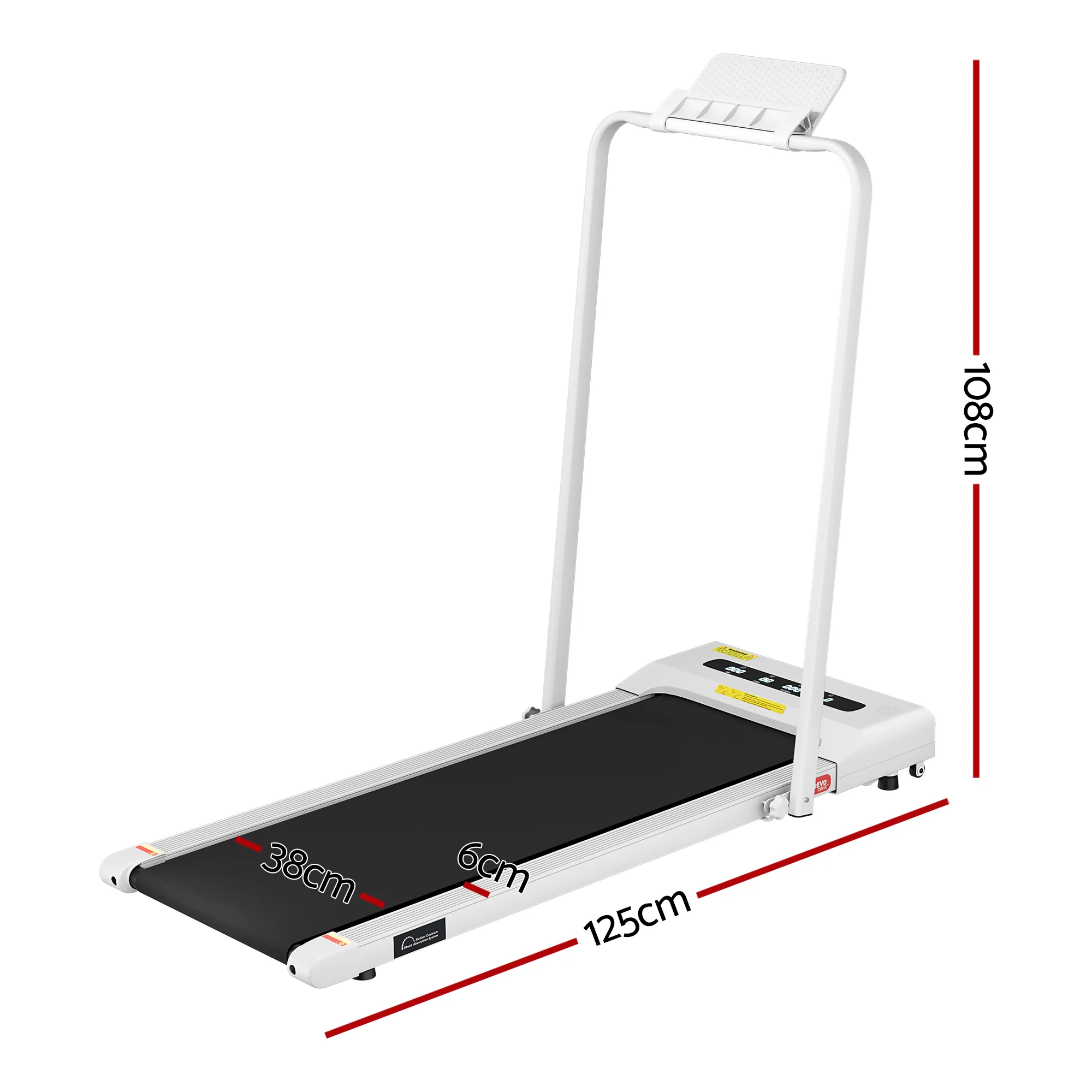 Everfit Treadmill Electric Walking Pad Under Desk Home Gym Fitness 380mm White - Image 2