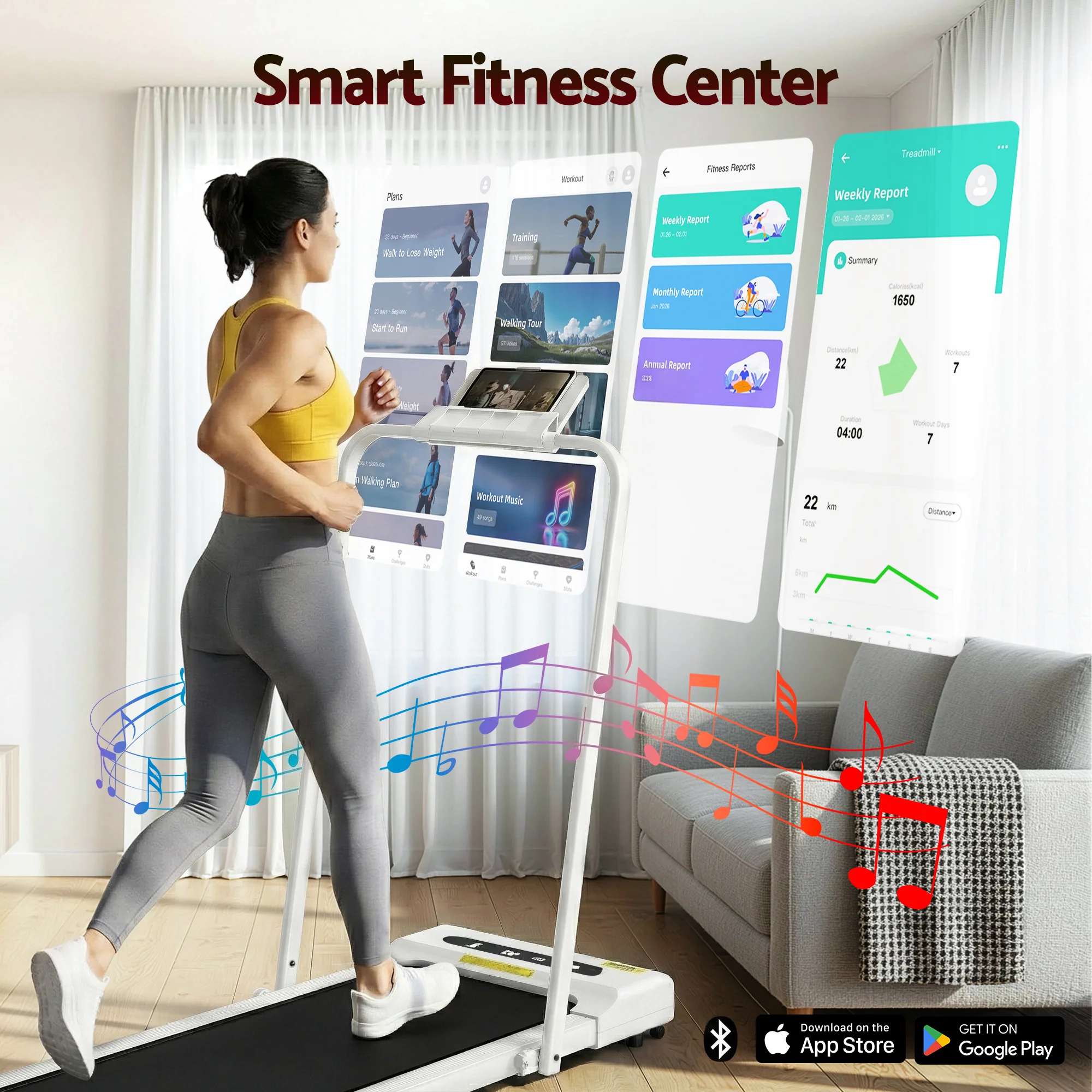 Everfit Treadmill Electric Walking Pad Under Desk Home Gym Fitness 380mm White - Image 5