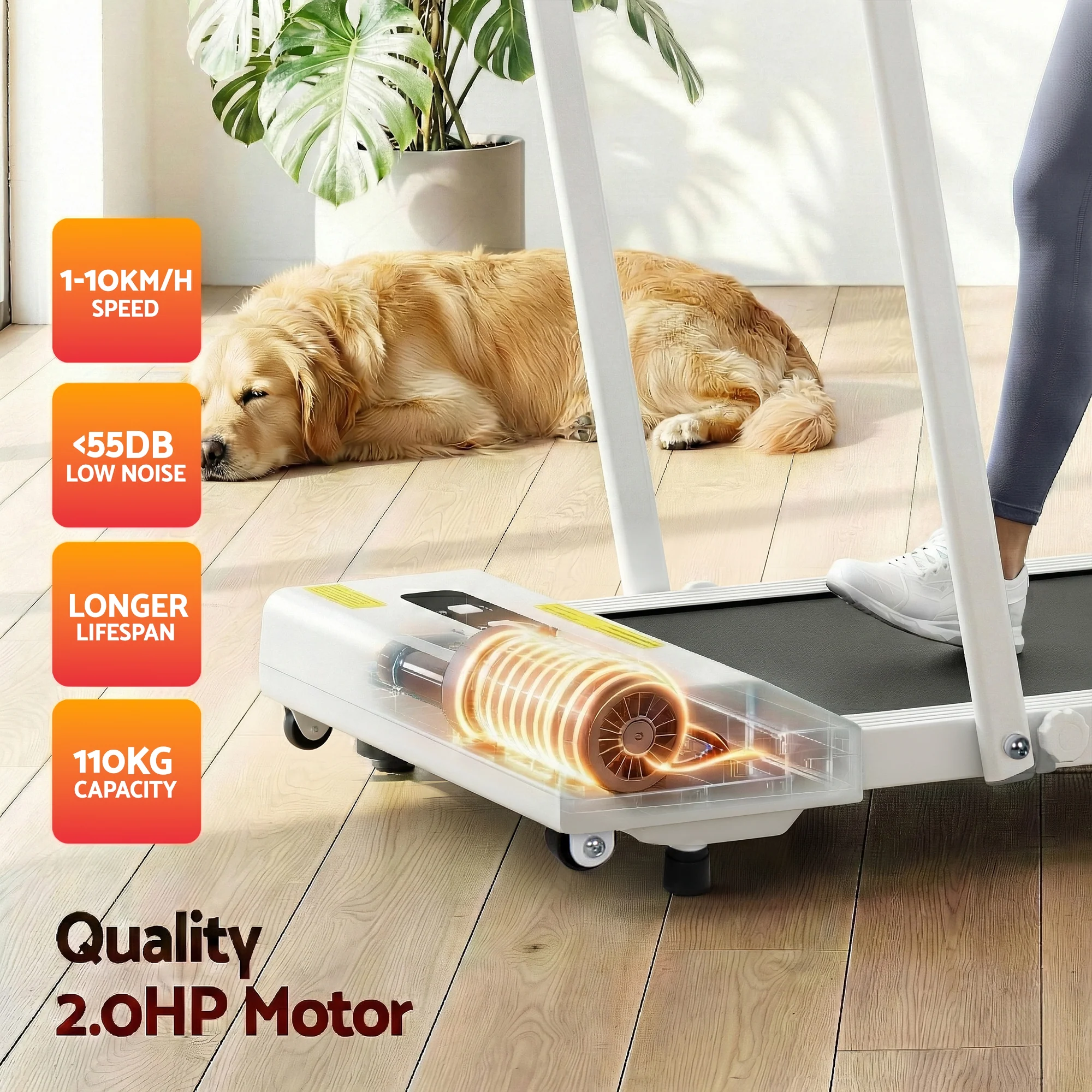 Everfit Treadmill Electric Walking Pad Under Desk Home Gym Fitness 380mm White - Image 7