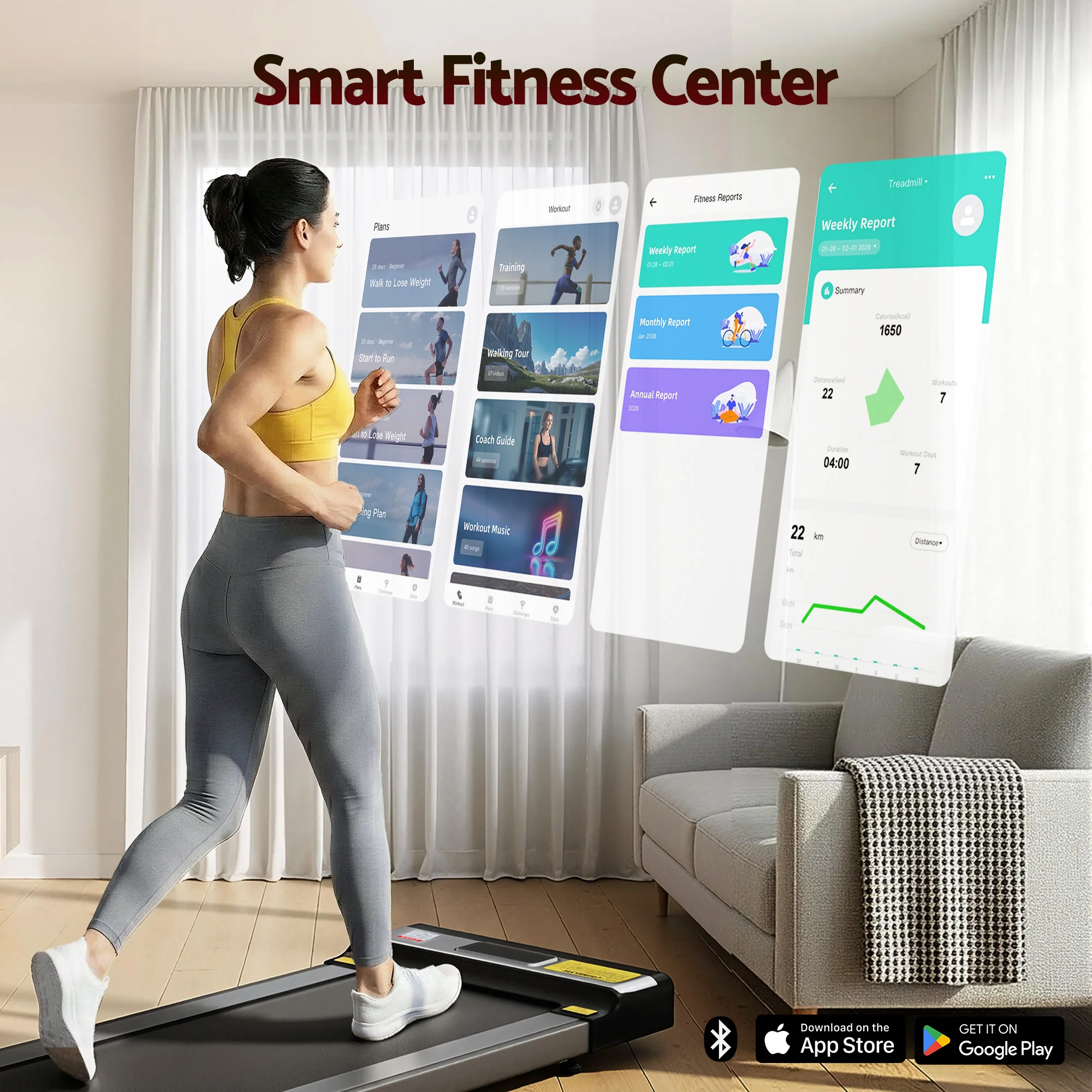 Everfit Treadmill Electric Walking Pad Under Desk Home Gym Fitness Foldable Belt - Image 3