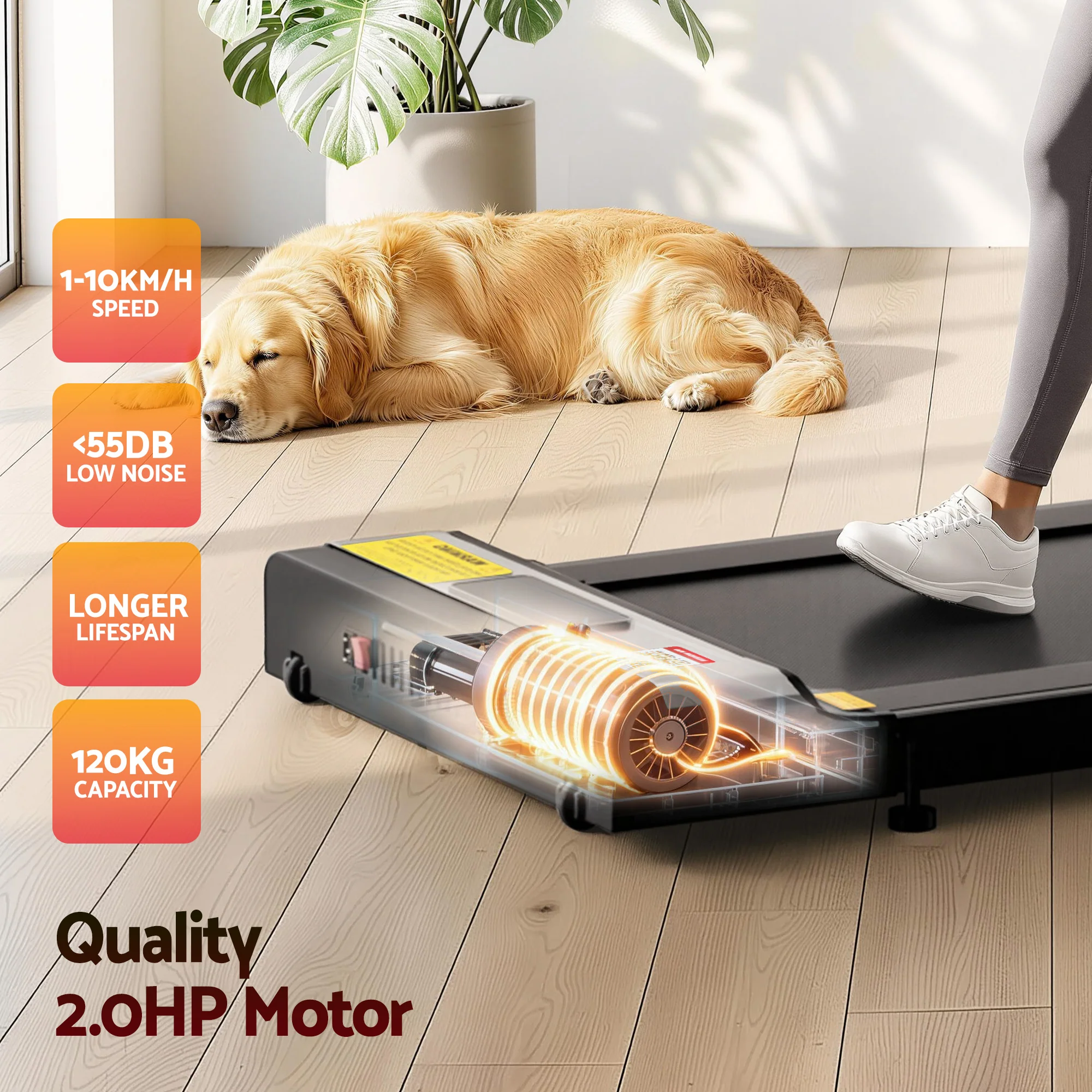 Everfit Treadmill Electric Walking Pad Under Desk Home Gym Fitness Foldable Belt - Image 6