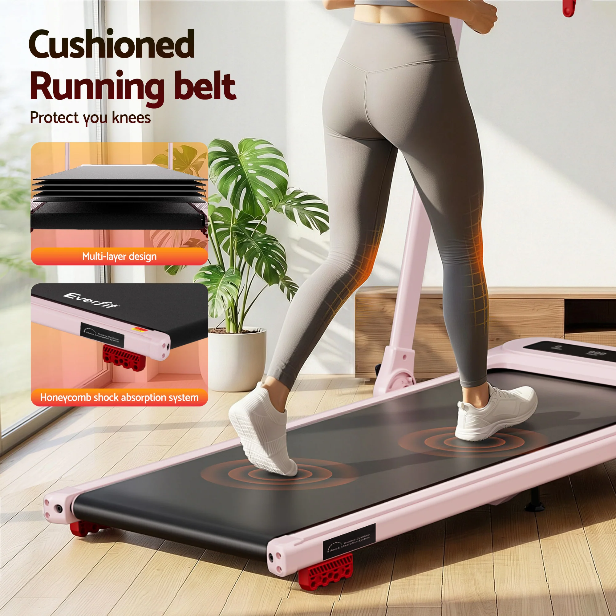 Everfit Treadmill Electric Walking Pad with Incline Foldable for Home Gym Pink - Image 7