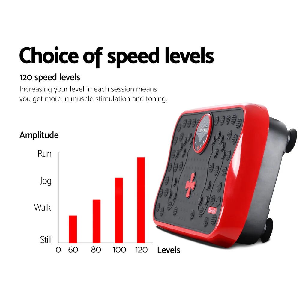 Everfit Vibration Machine Platform Vibrator with Resistance Rope Home Gym Red - Image 3
