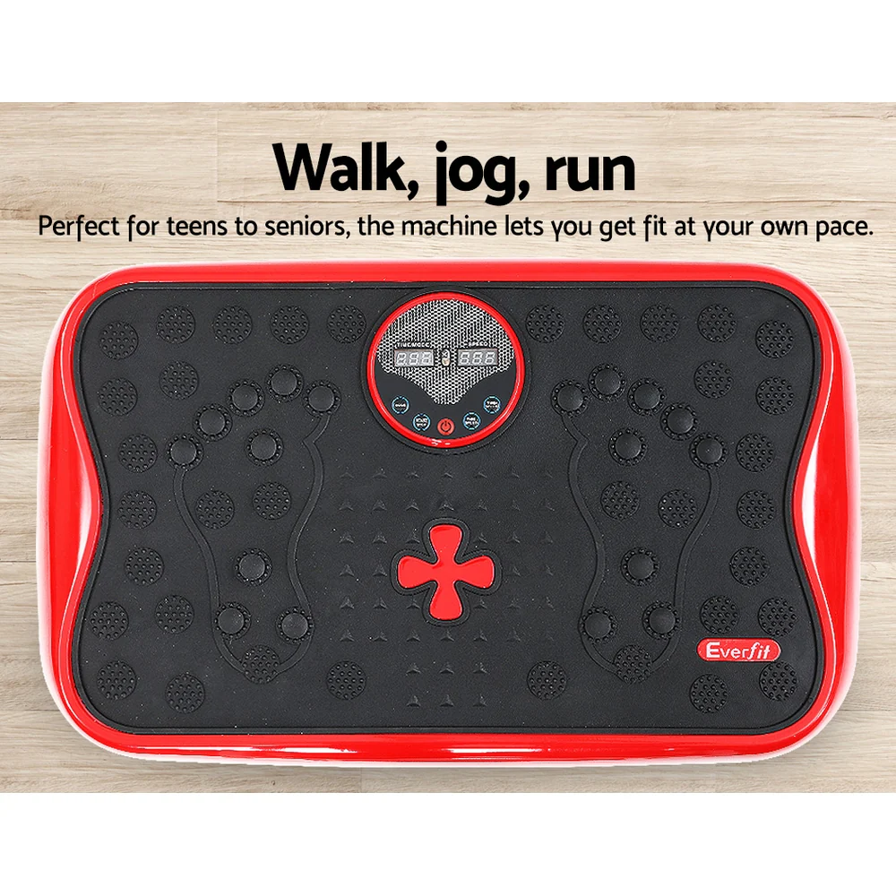 Everfit Vibration Machine Platform Vibrator with Resistance Rope Home Gym Red - Image 4