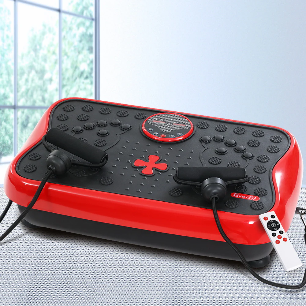 Everfit Vibration Machine Platform Vibrator with Resistance Rope Home Gym Red - Image 7