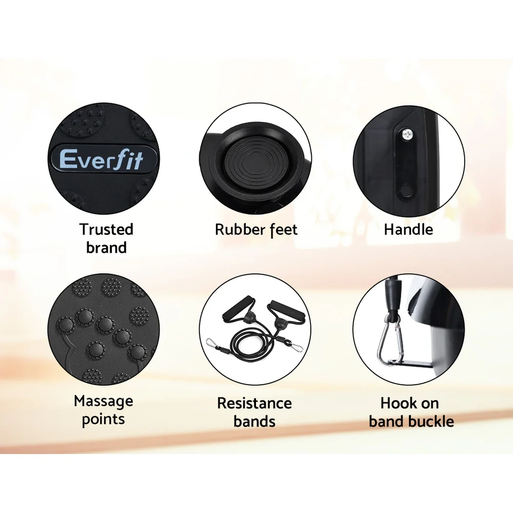 Everfit Vibration Machine Platform Vibrator With Resistance Rope Home Gym Black - Image 5