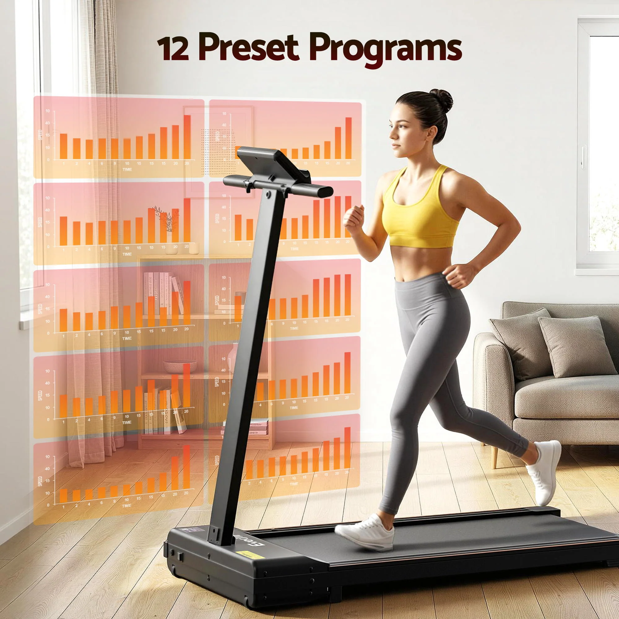 Everfit Walking Pad Treadmill 2 in 1 Foldable for Home Gym 40cm Wide Belt 12 Programs with App - Image 5