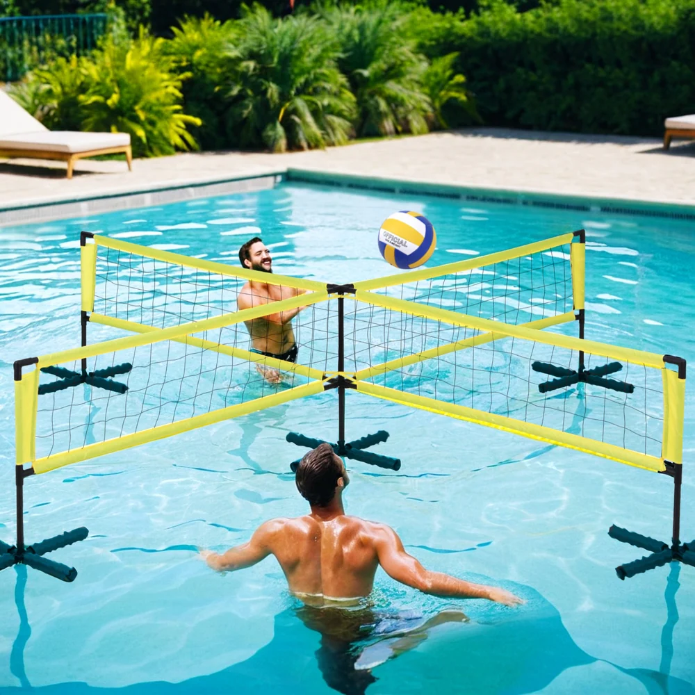 Everfit Water Volleyball Net Set Portable Swimming Pool Nets Game 4 Anchor Bags - Image 6
