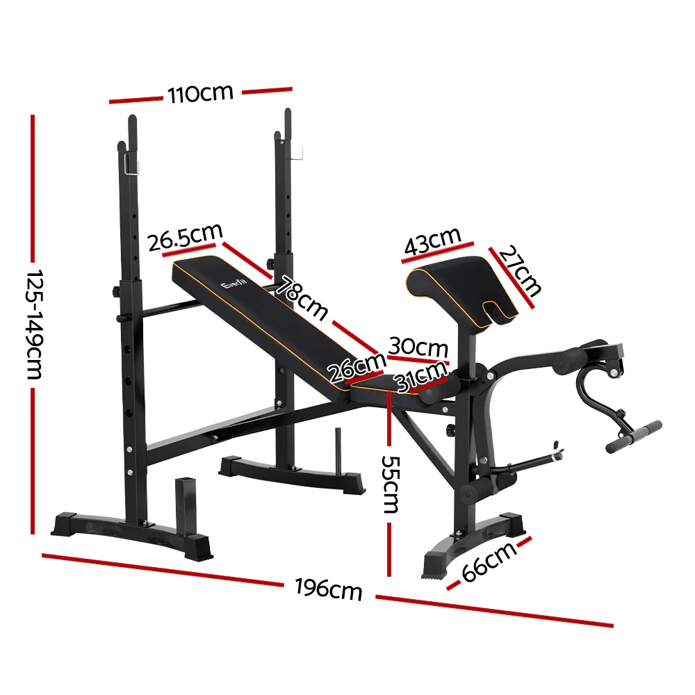 Everfit Weight Bench 10 in 1 Bench Press Home Gym Station 330kg Capacity - Image 2