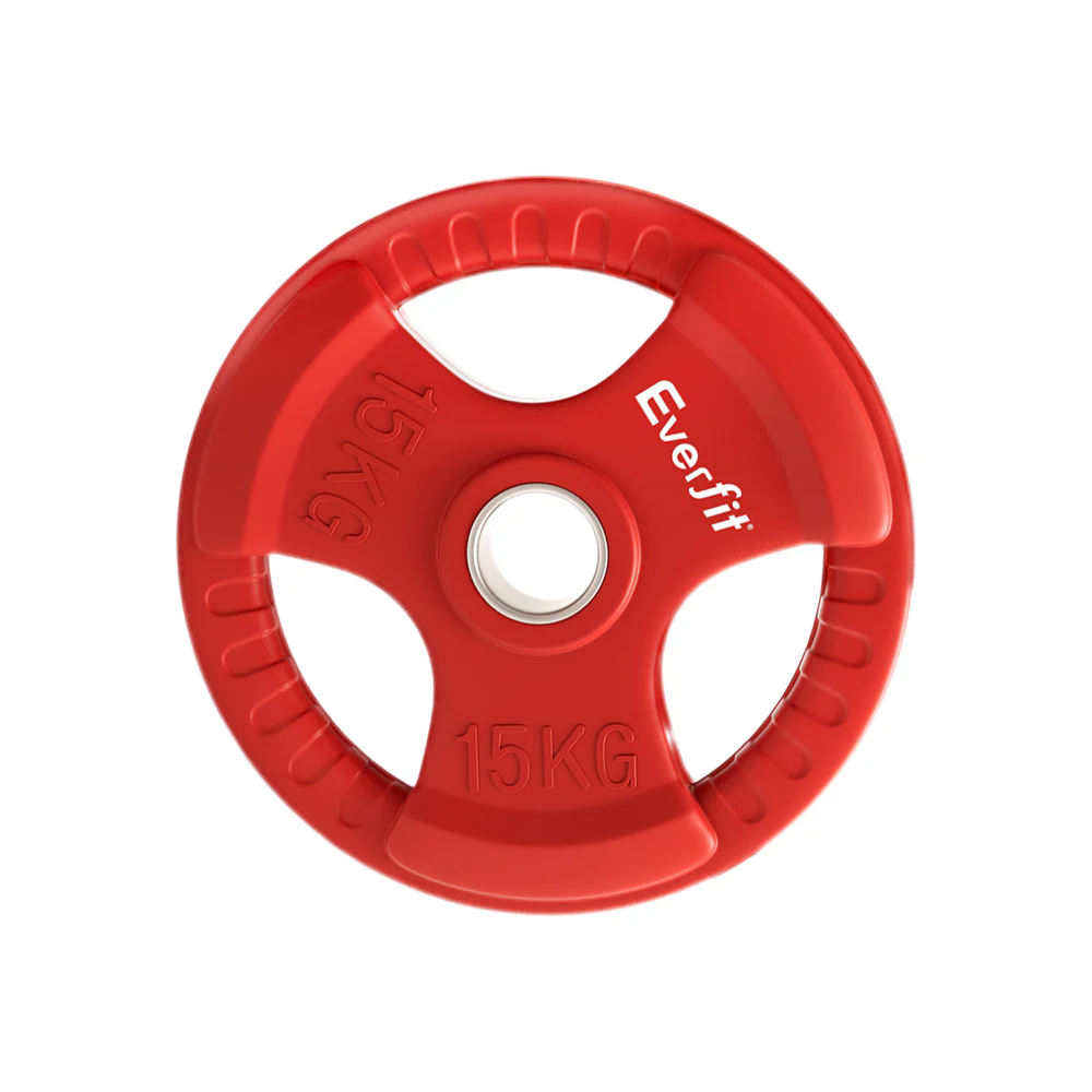 Everfit Weight Plates Standard 15kg Dumbbell Barbell Plate Weight Lifting Home Gym Red - Image 4