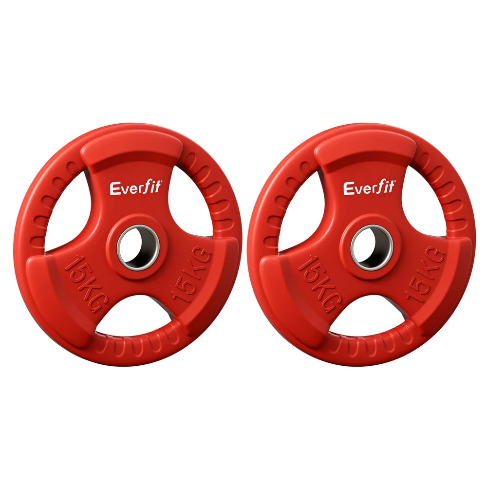 Everfit Weight Plates Standard 15kgx2 Dumbbell Barbell Plate Weight Lifting Home Gym Red - Image 4