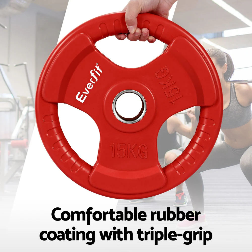 Everfit Weight Plates Standard 15kgx2 Dumbbell Barbell Plate Weight Lifting Home Gym Red - Image 5