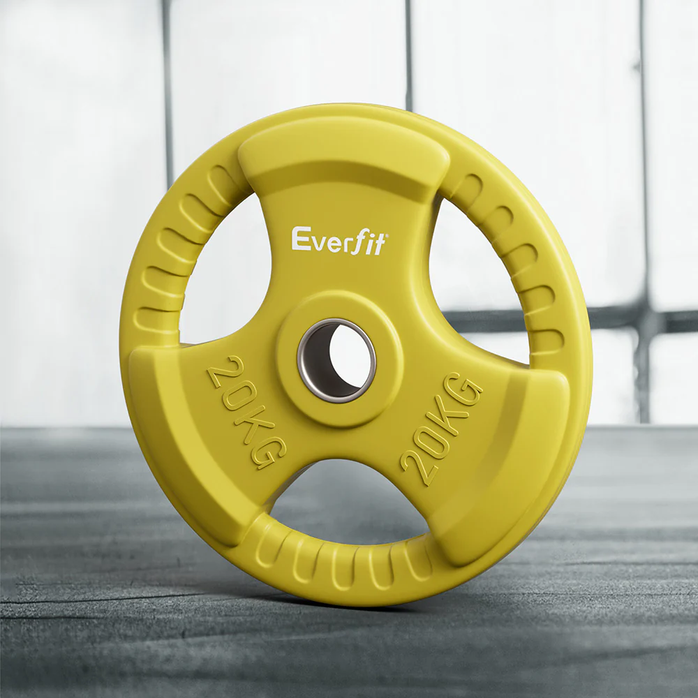 Everfit Weight Plates Standard 20kg Dumbbell Barbell Plate Weight Lifting Home Gym Yellow - Image 2