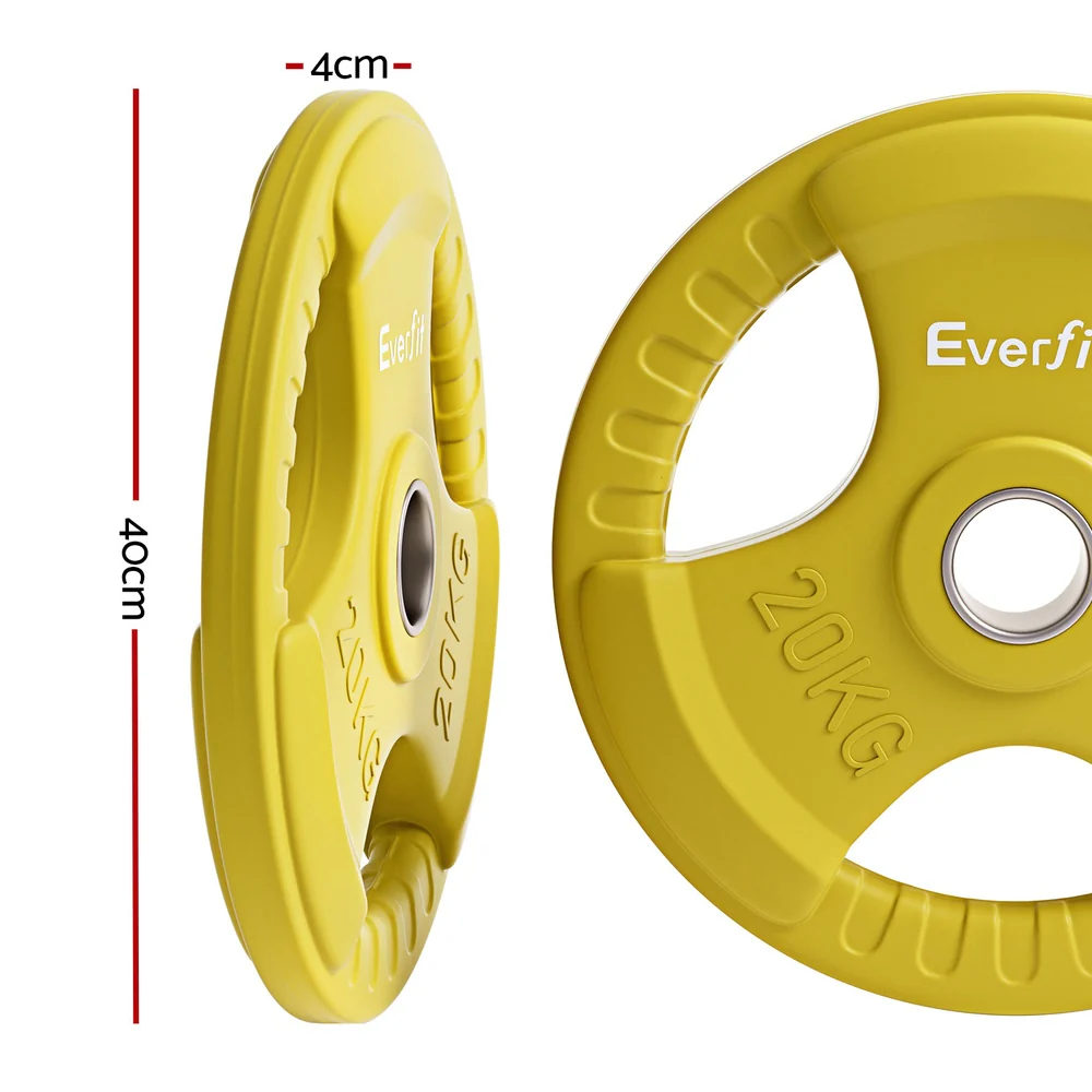 Everfit Weight Plates Standard 20kgx2 Dumbbell Barbell Plate Weight Lifting Home Gym Yellow - Image 3