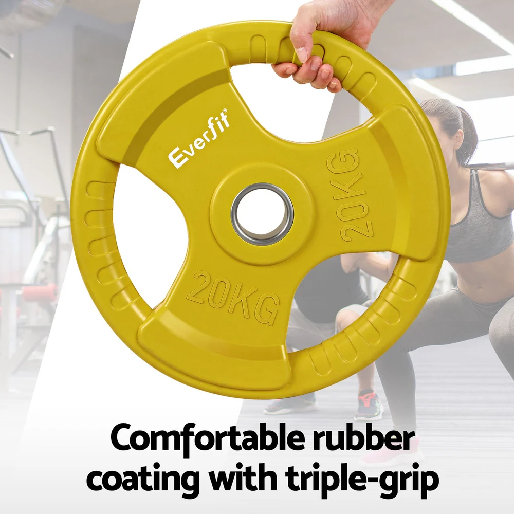 Everfit Weight Plates Standard 20kgx2 Dumbbell Barbell Plate Weight Lifting Home Gym Yellow - Image 5